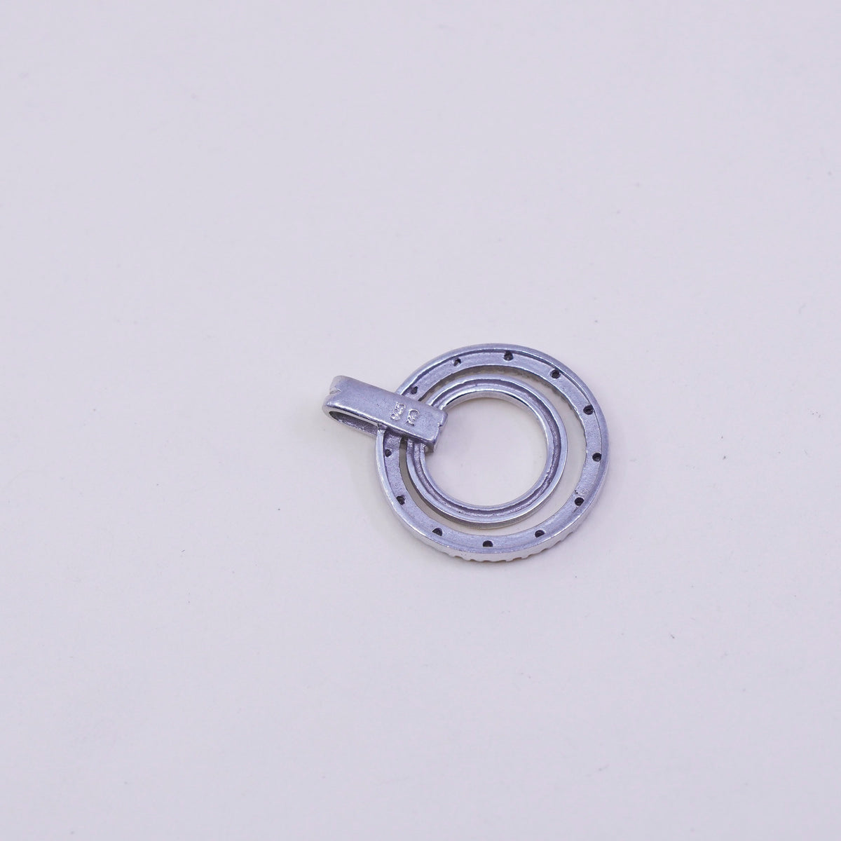 Vintage Sterling silver handmade pendant, 925 circle with tiny diamond details