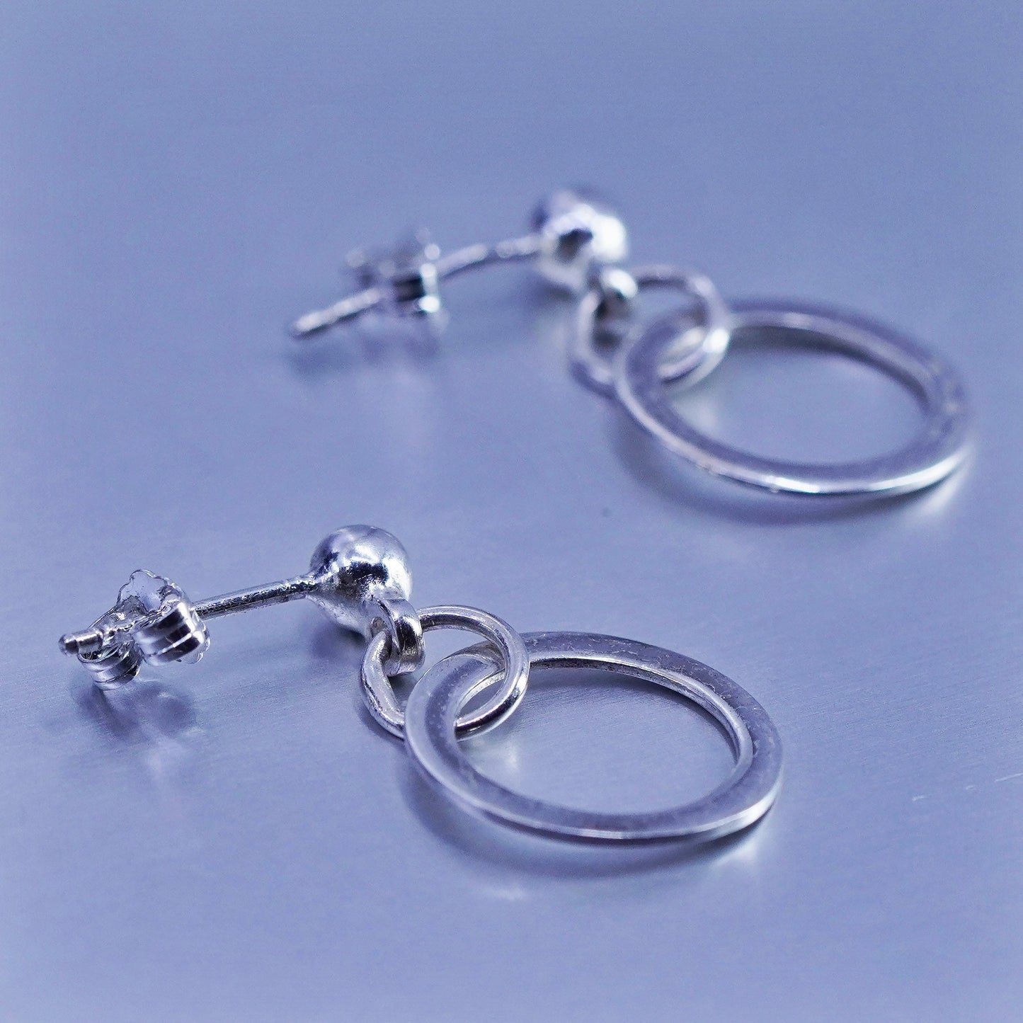 Vintage Sterling 925 silver handmade entwined circle earrings