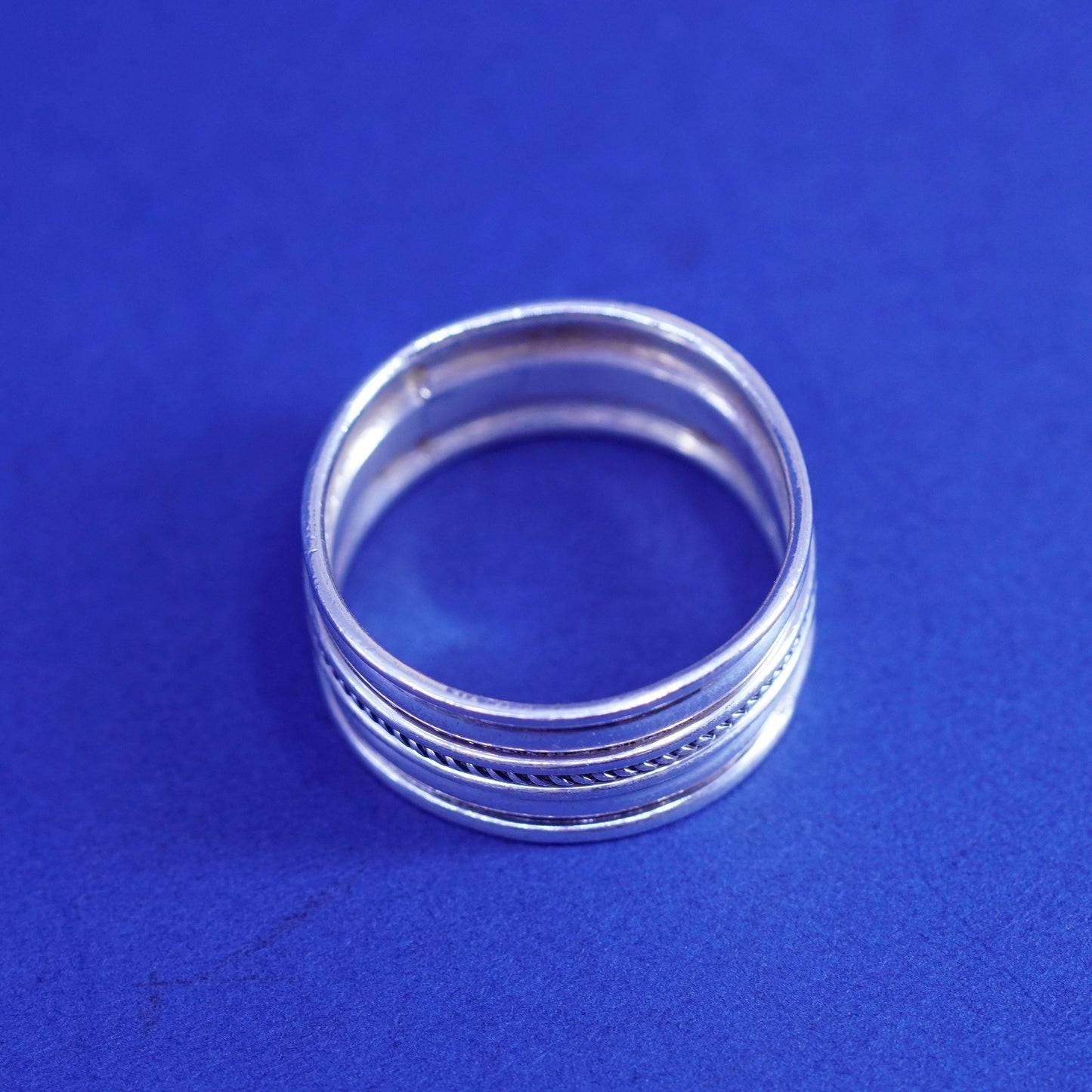 Size 10.25, Sterling silver handmade woven braided textured ring, 925 band