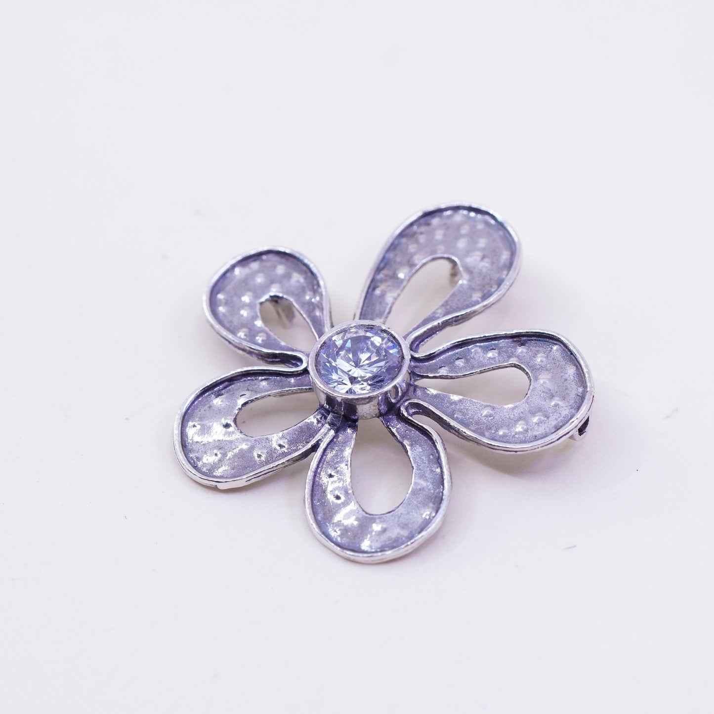 Vintage silpada sterling silver handmade pendant, 925 flower with Cz