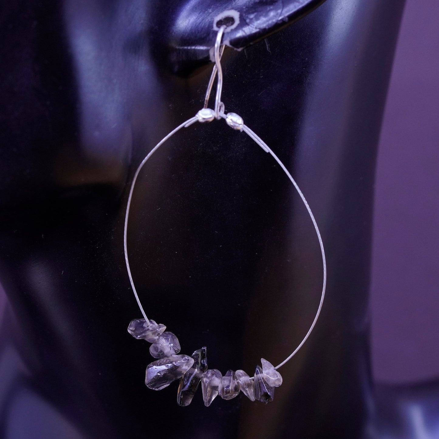 Vintage Sterling 925 silver handmade earrings with smoky topaz