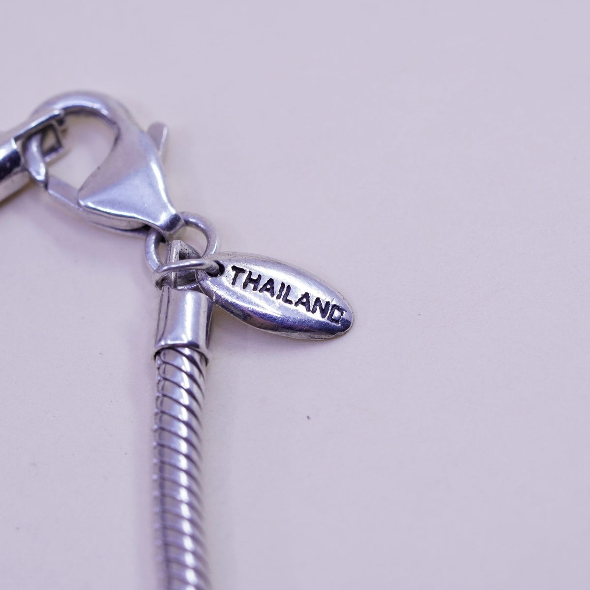 7”, vintage Italy Sterling 925 silver bracelet, bold snake chain lighthouse OBX