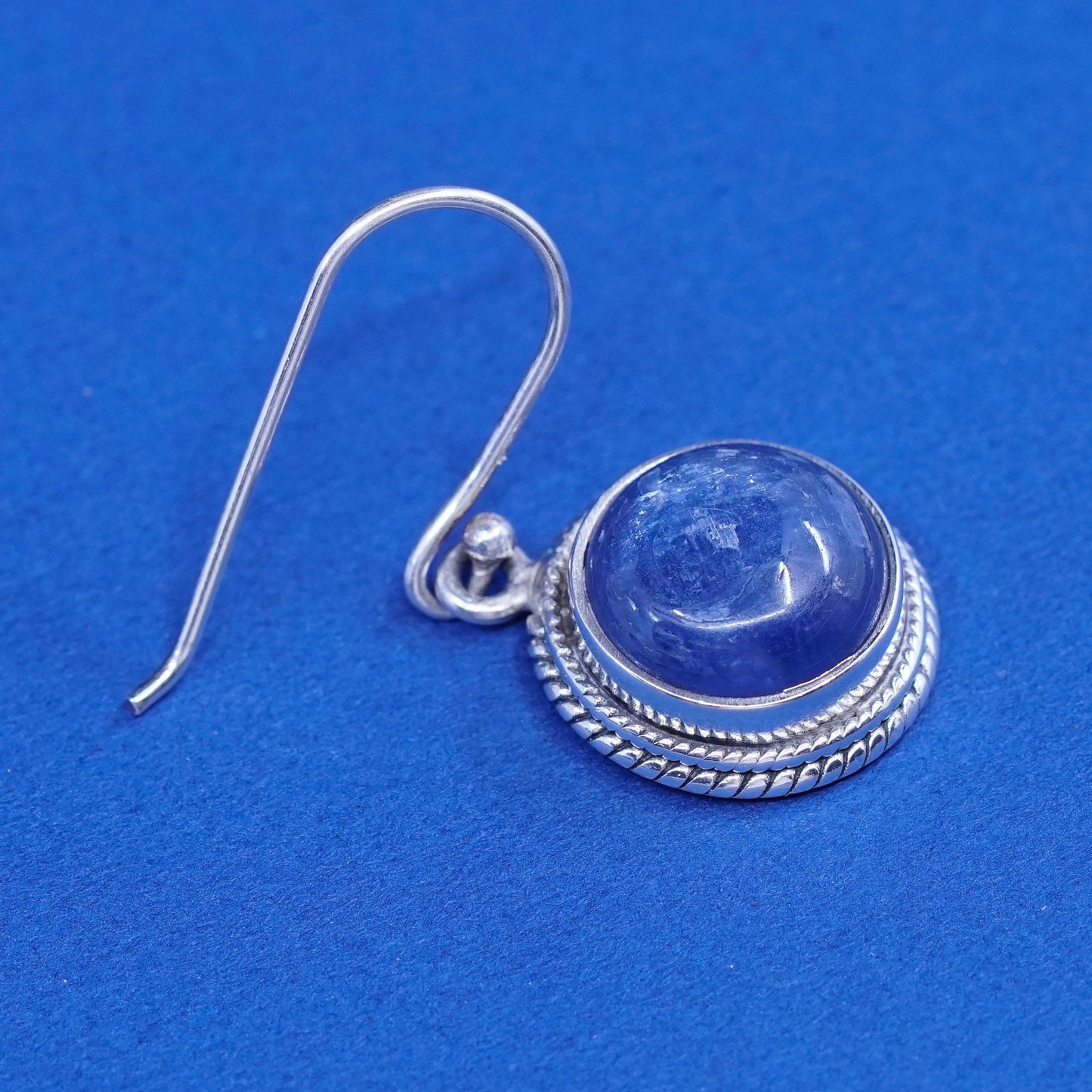 Vintage sterling silver handmade earrings, 925 with quality bright labradorite