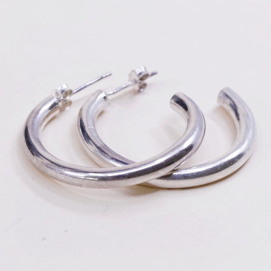 1.25", VTG sterling 925 silver loop earrings, primitive hoops