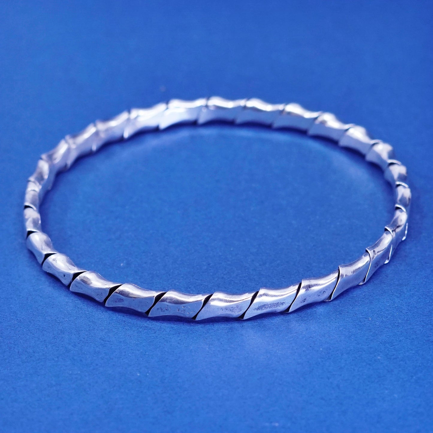 7.75”, vintage sterling silver handmade bracelet, 925 twisted cable bangle