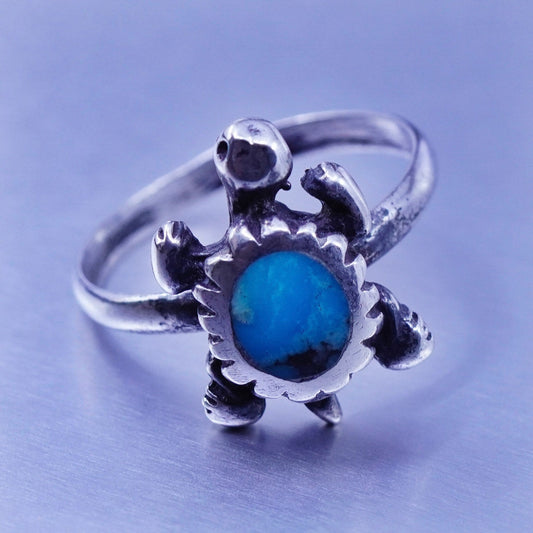 Size 6.5, Native American navajo Sterling 925 silver handmade ring w/ turquoise