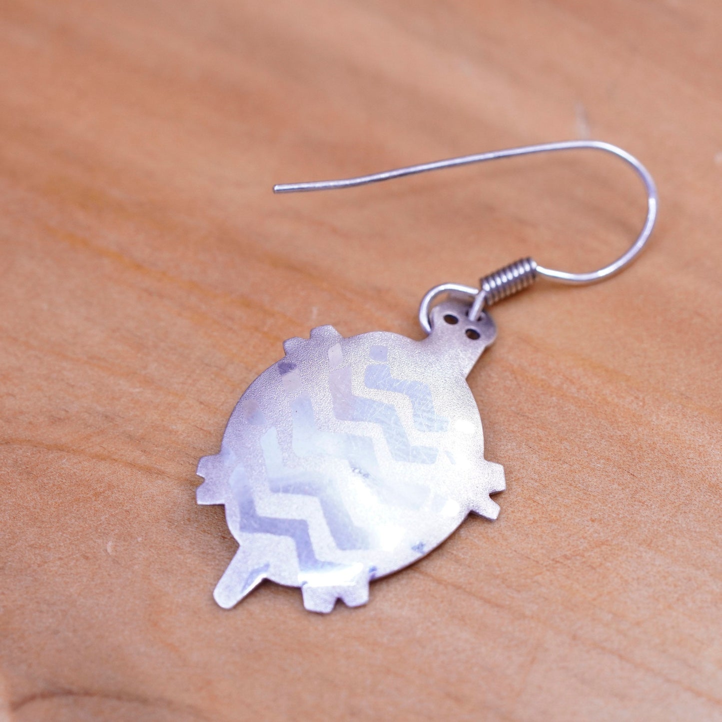 Vintage Sterling silver handmade earrings, 925 turtle drops