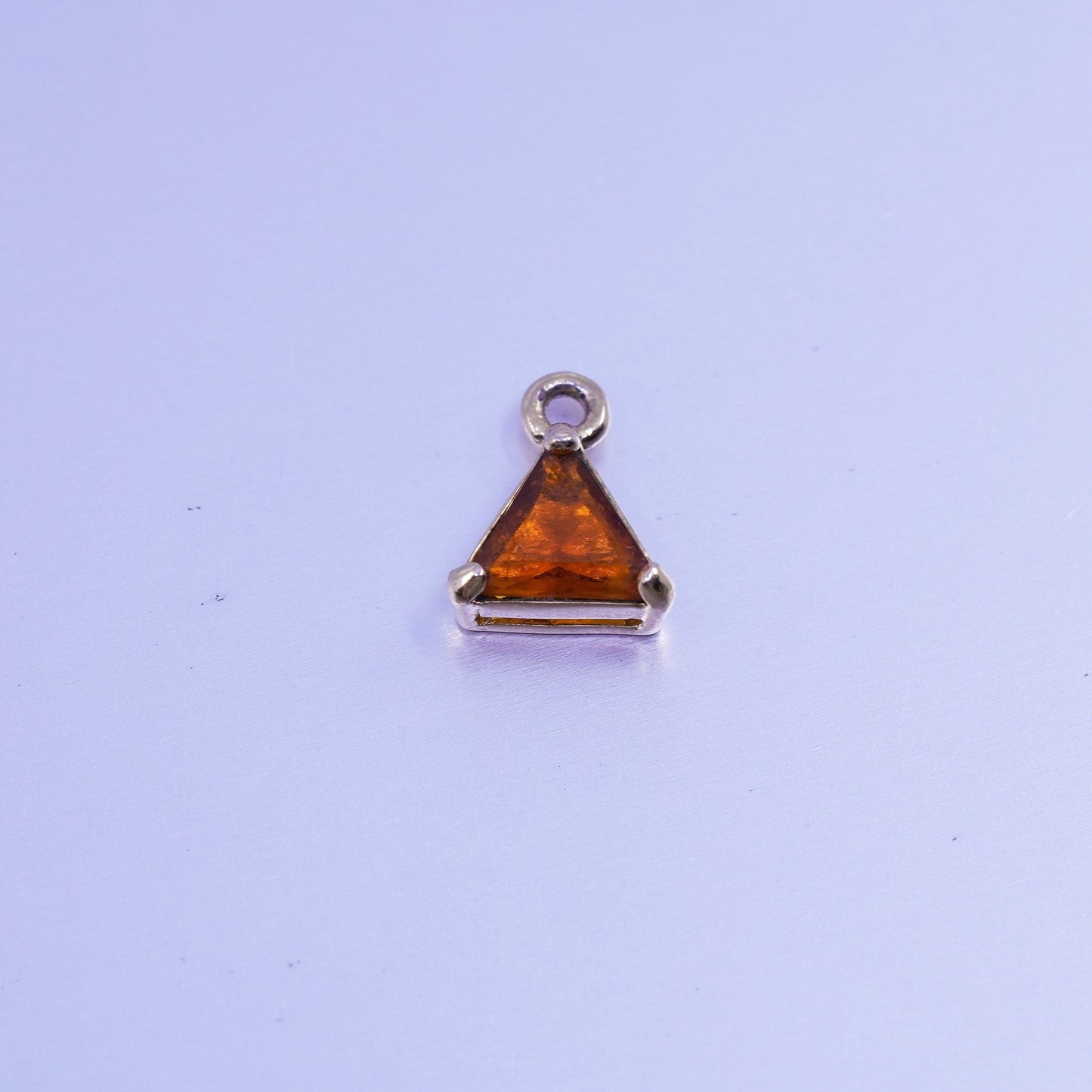 antique vermeil gold over sterling 925 silver handmade pendant triangular amber