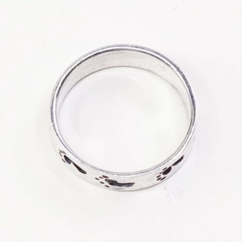Size 11.25, Vtg Sterling Silver handmade Ring. 925 Foot Footprint Band