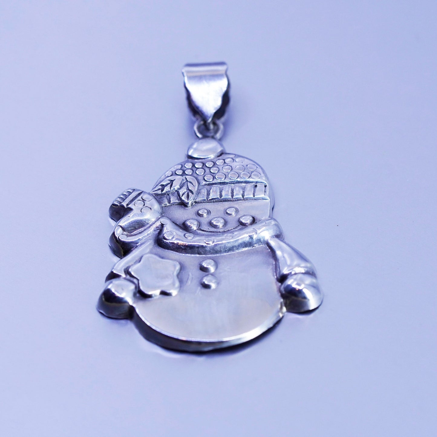 Antique Sterling silver handmade charm, 925 snowman pendant