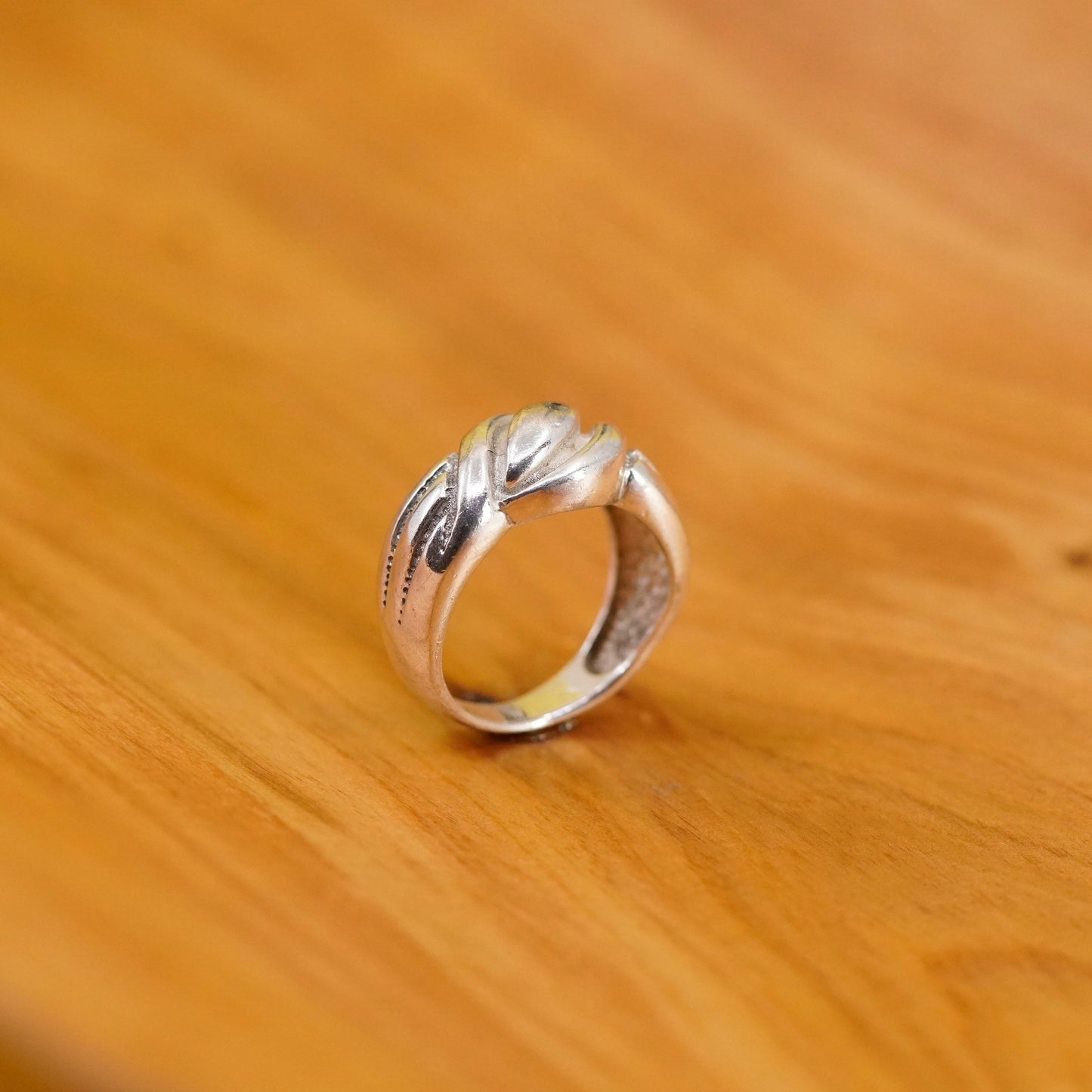 Size 6.5, sterling silver handmade ring, 925 ribbed band, minimalist, modernist