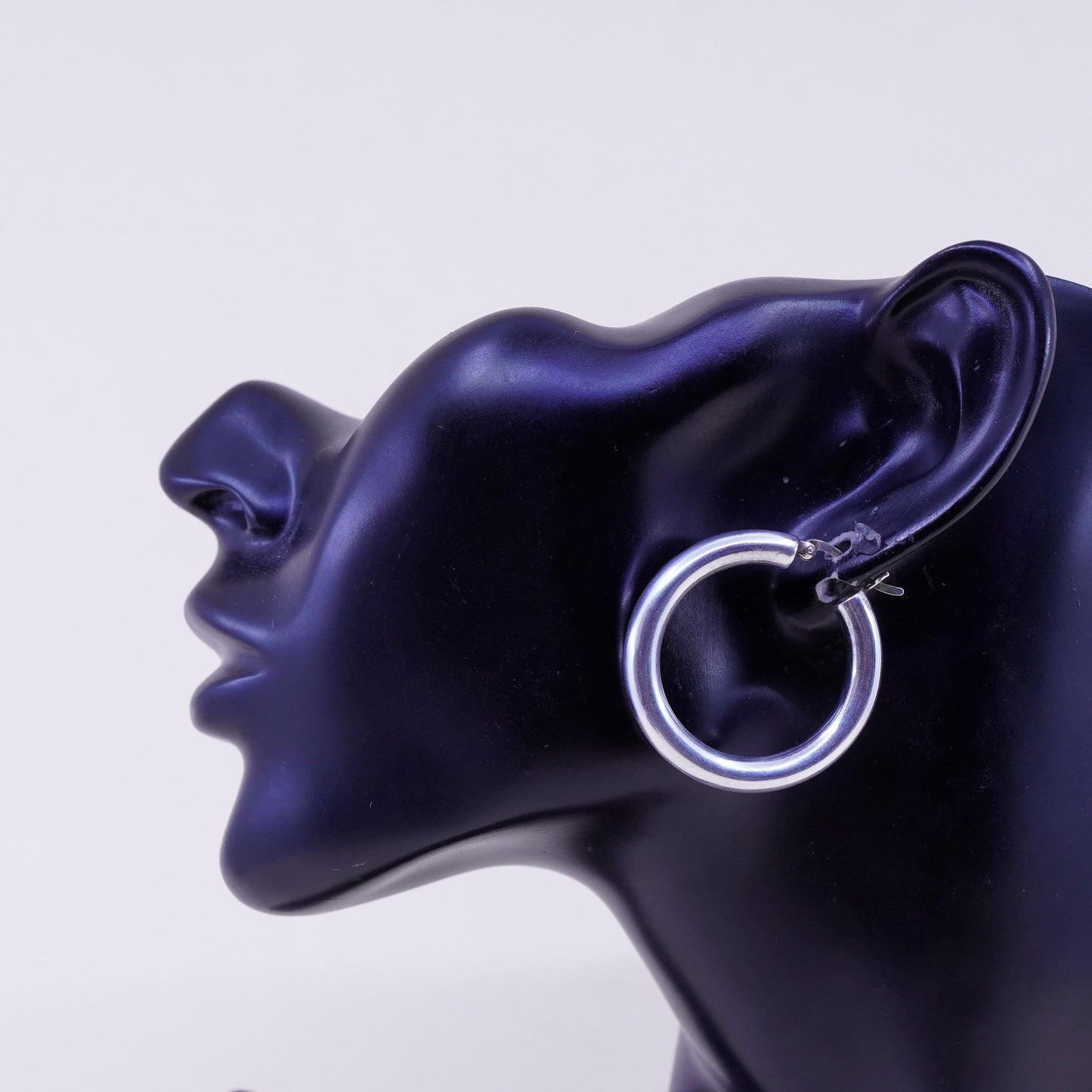 1.5”, Vintage sterling silver loop earrings, bold minimalist primitive hoops
