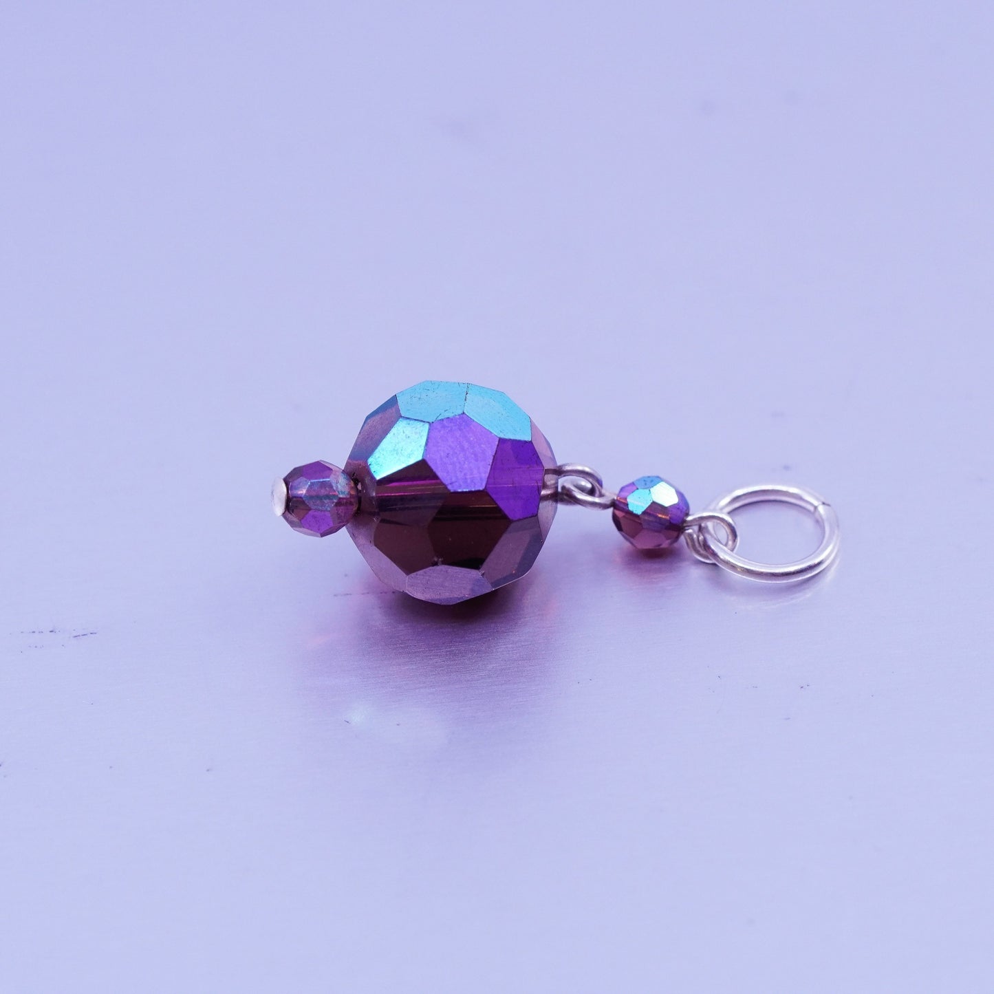 Italian sterling 925 silver pendant charm with glass bead