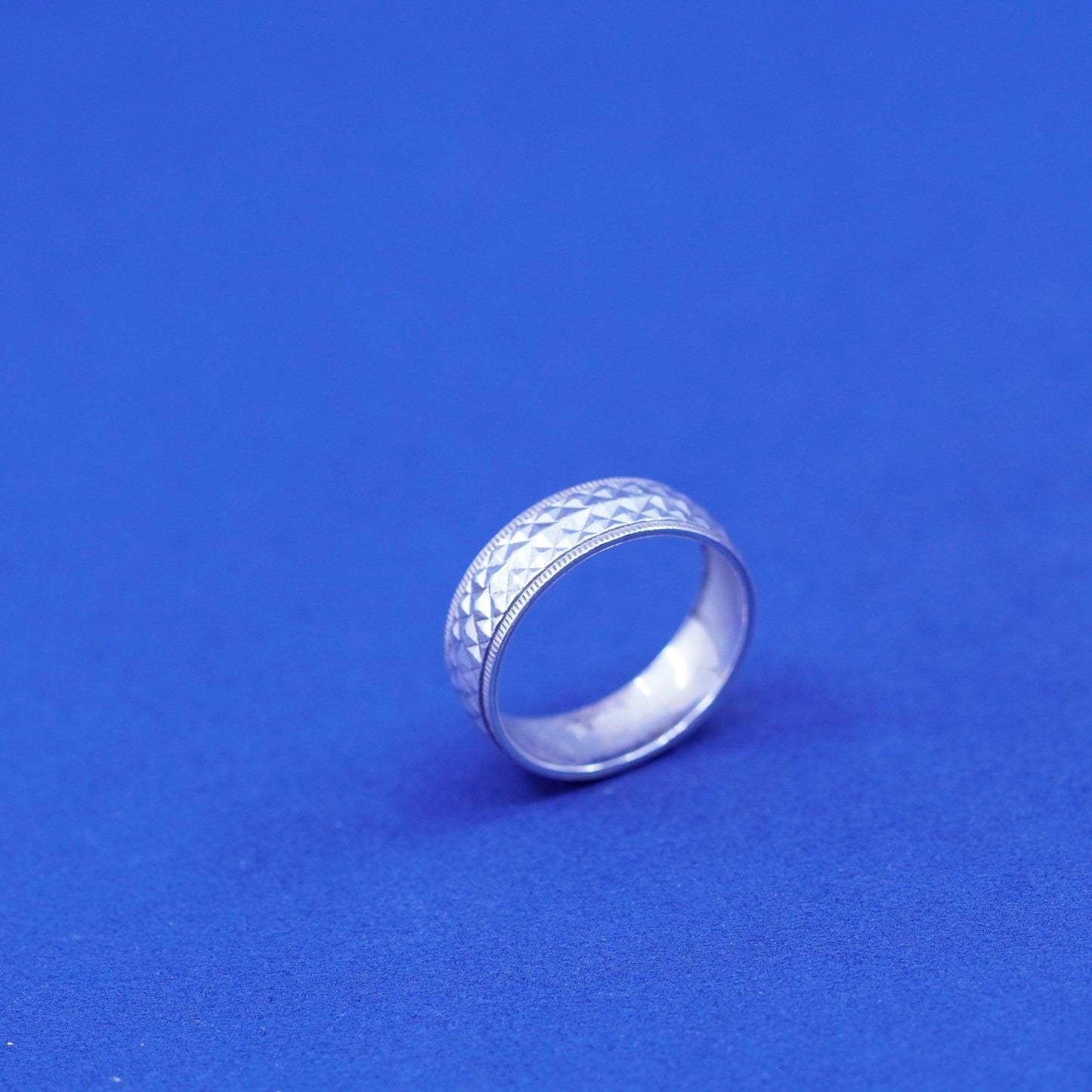 Size 7, Sterling silver handmade ring, southwestern 925 stackable textured band