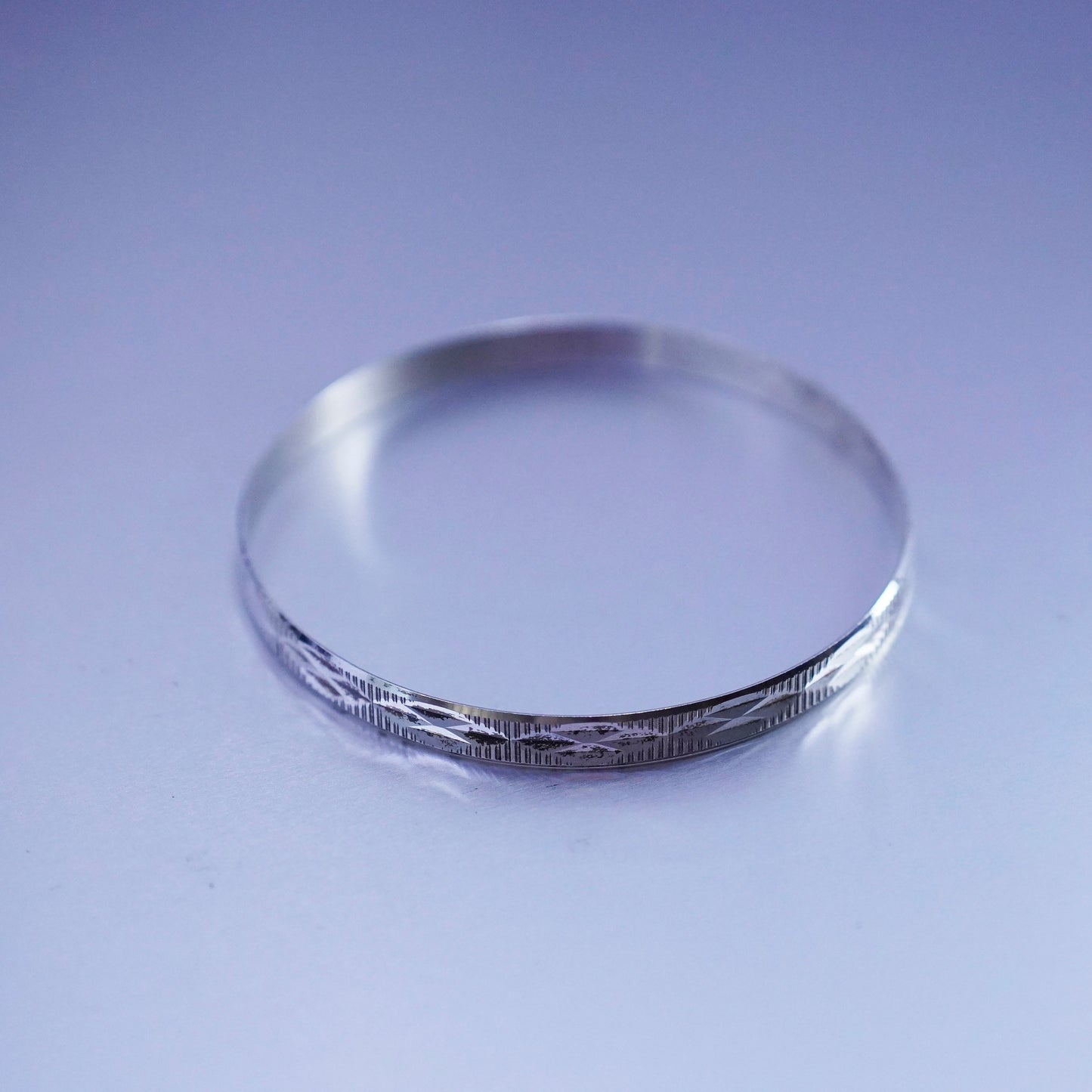8.25”, Vintage Sterling 925 silver handmade bracelet, textured bangle