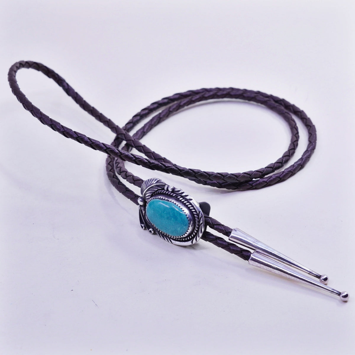 Native American Navajo Jimmy Yazzie bolo tie necklace, Sterling silver