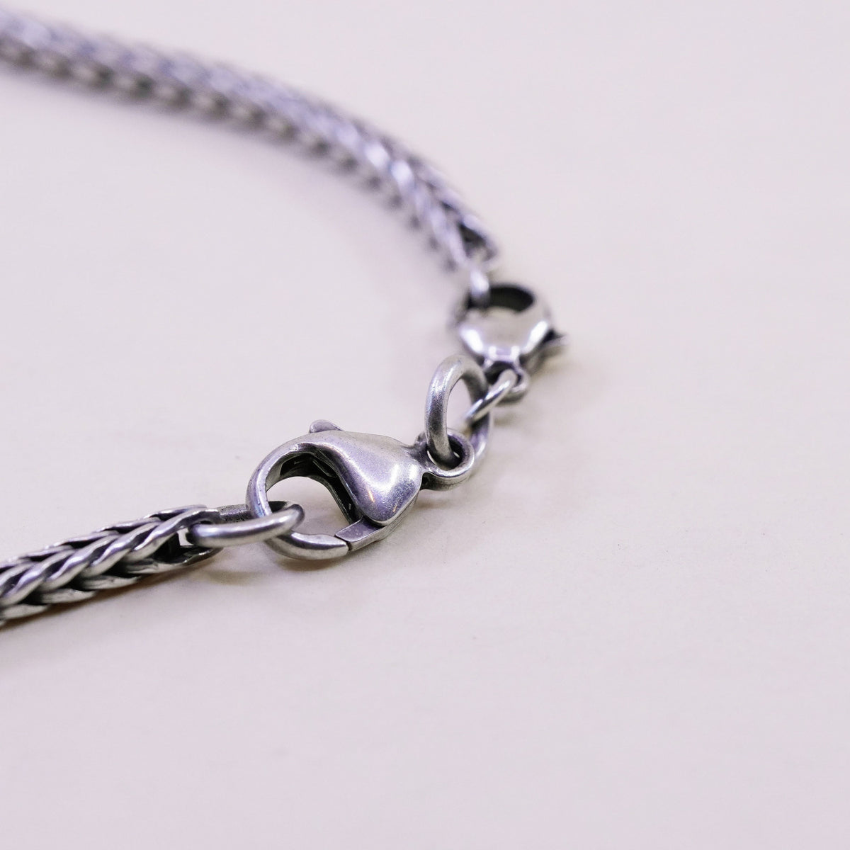7”, trollbead LAA sterling silver handmade bracelet, bold 925 wheat chain