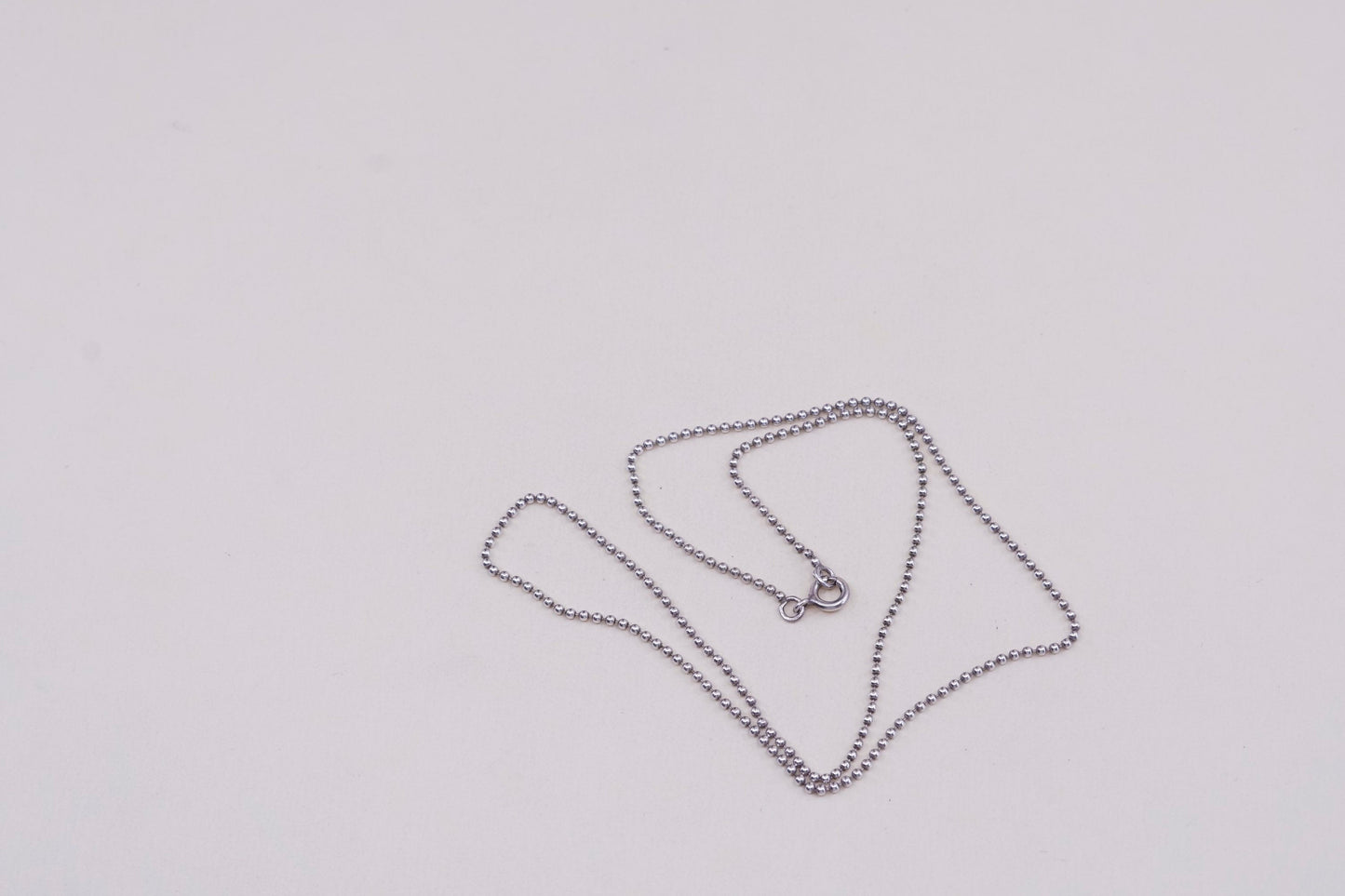 16”, 1mm, Vintage sterling silver beads chain, 925 necklace