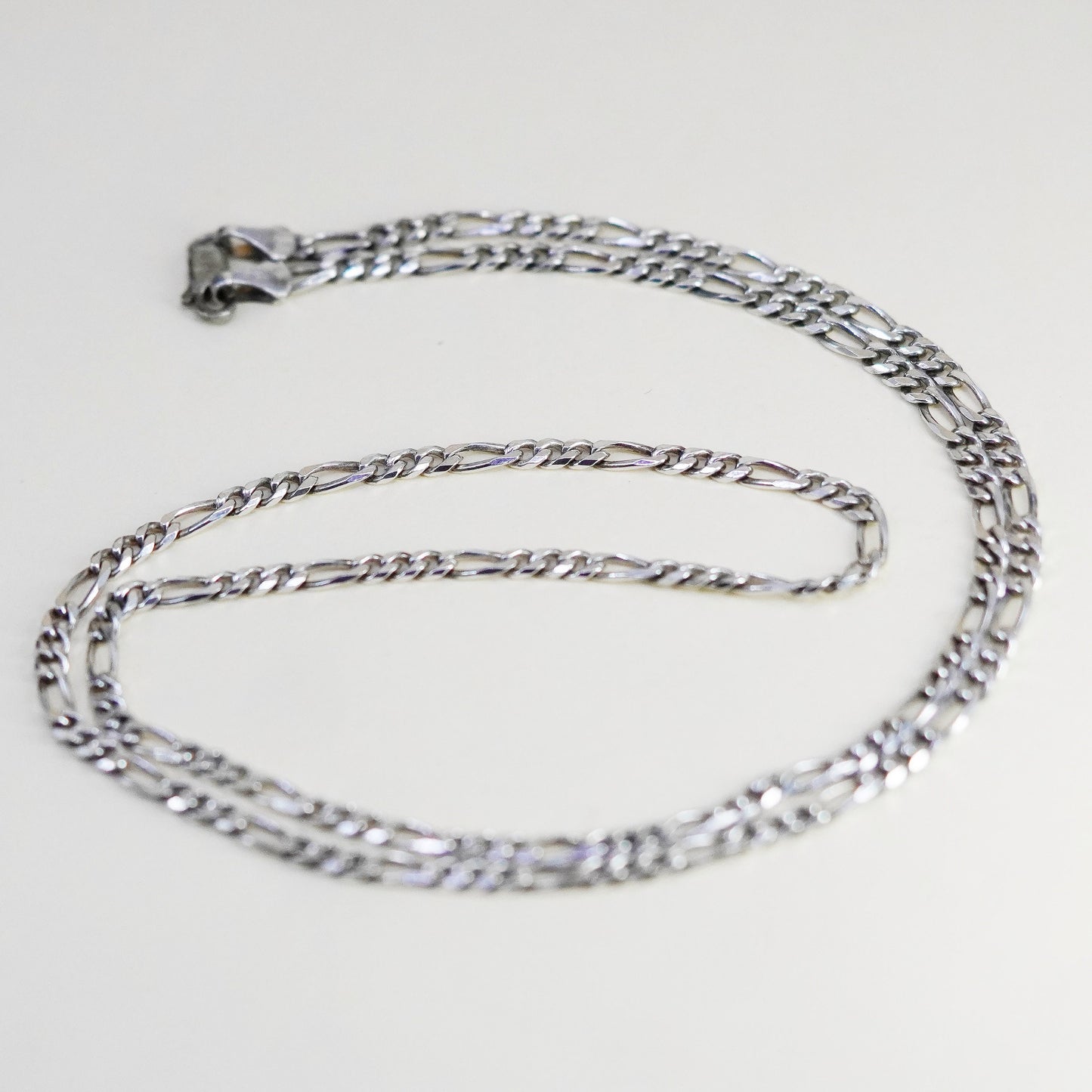 24”, 3mm, Vintage sterling silver figaro chain, bold 925 men’s necklace
