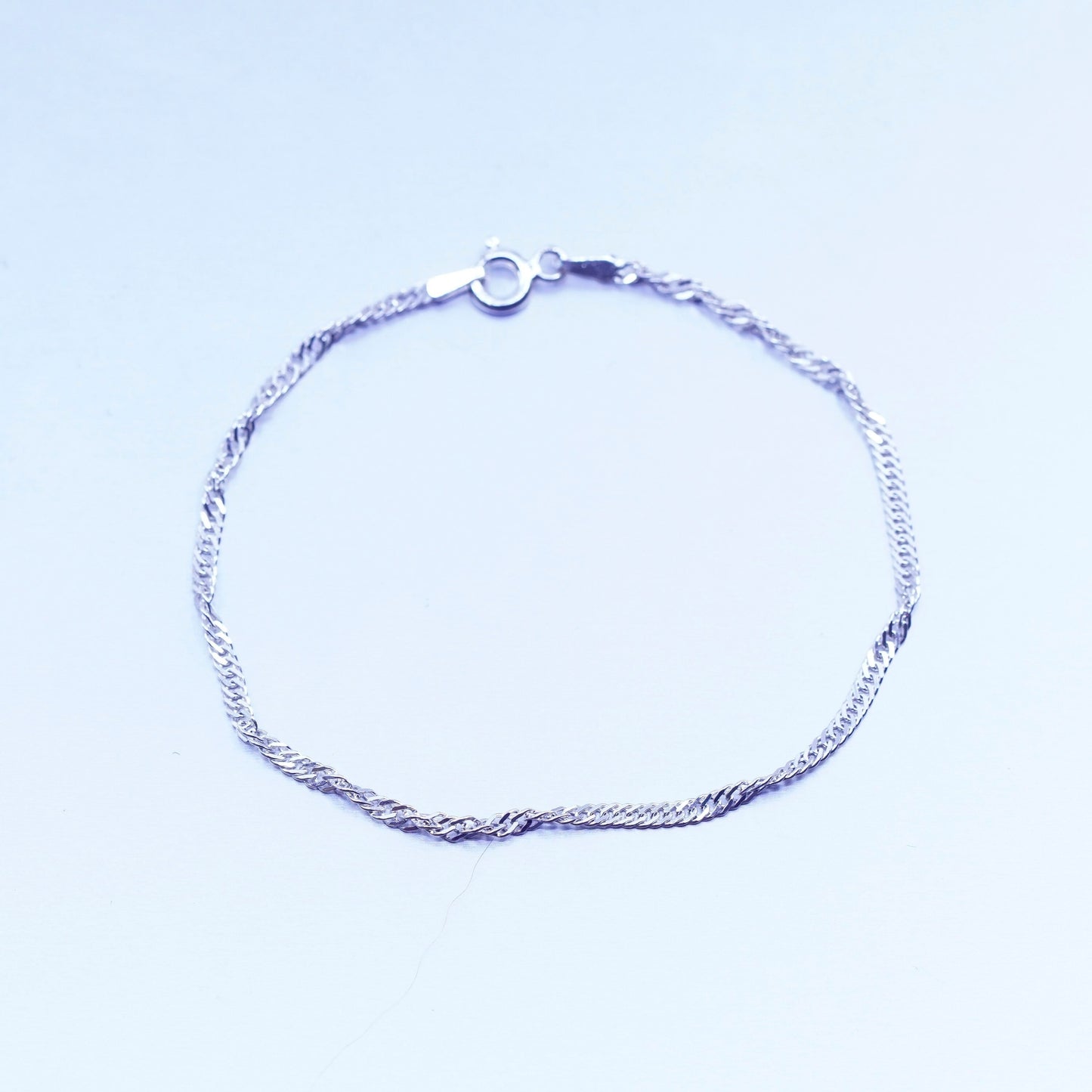 7.25”, Vintage Italy Sterling 925 silver handmade bracelet, twisted curb chain