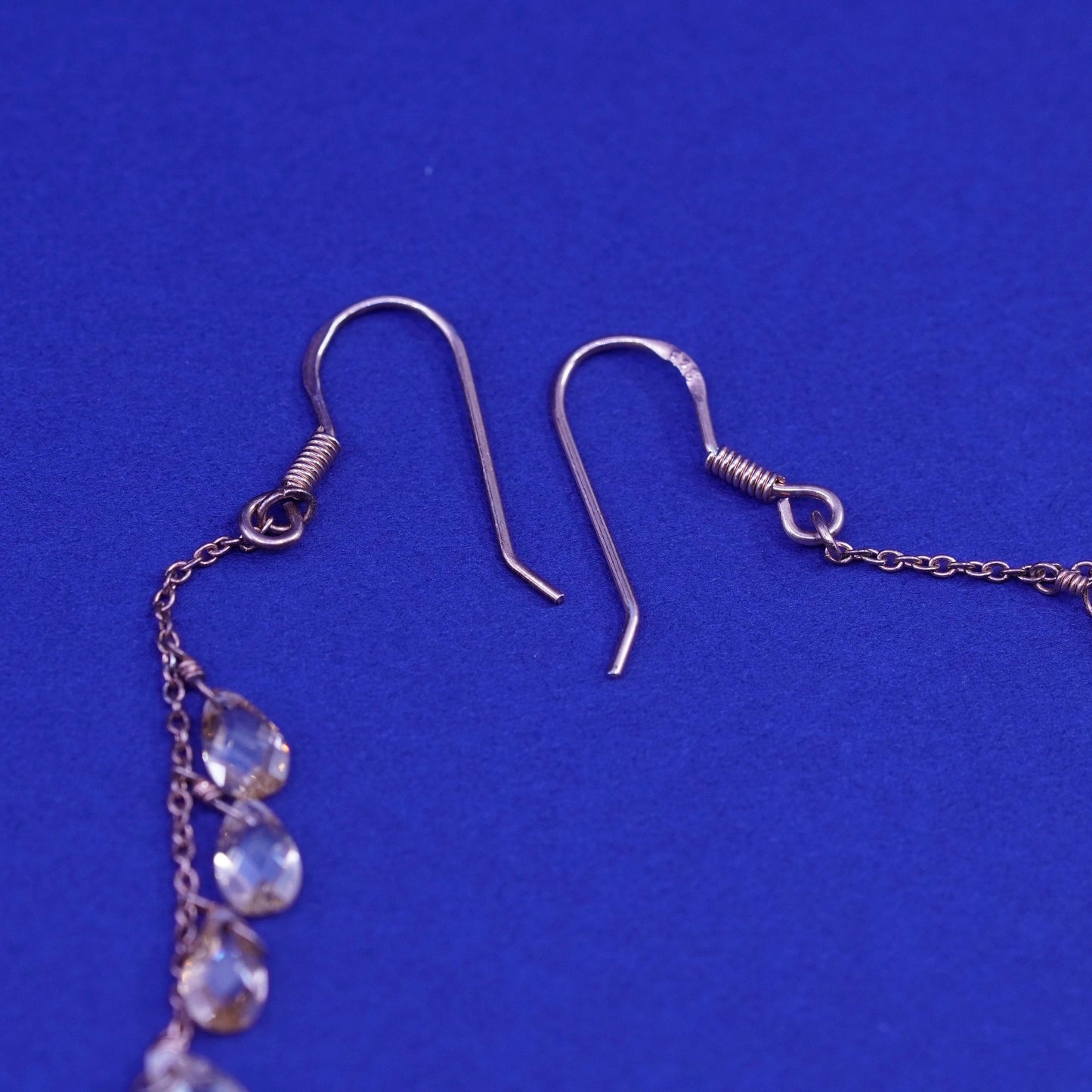 vermeil rose gold Sterling 925 silver earrings with cluster teardrop crystals
