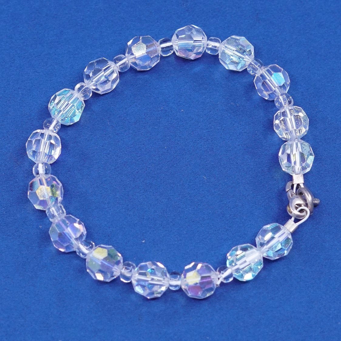 6.5”, sterling silver handmade bracelet, 925 clasp w/ Swarovski crystal beads