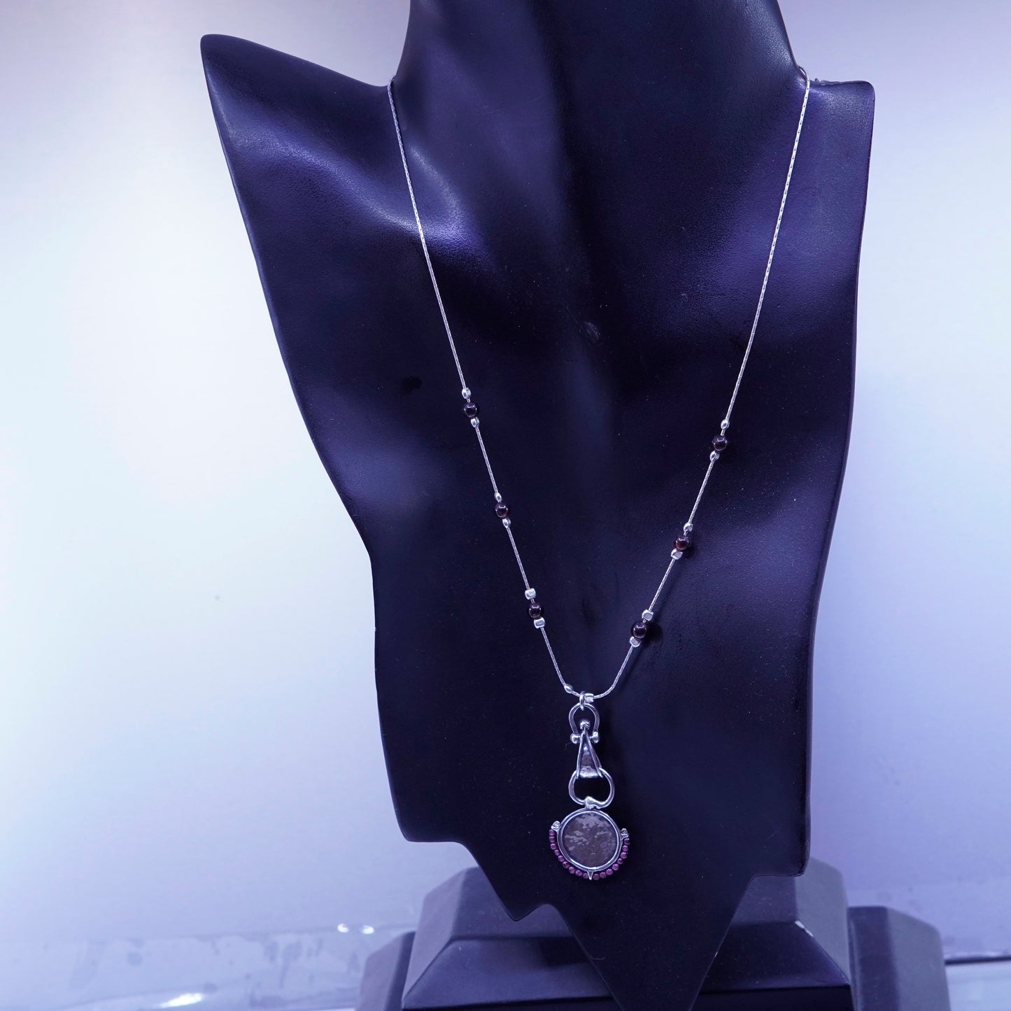 18”, Israel Shablool Didae sterling silver 925 necklace snake chain tag pendant