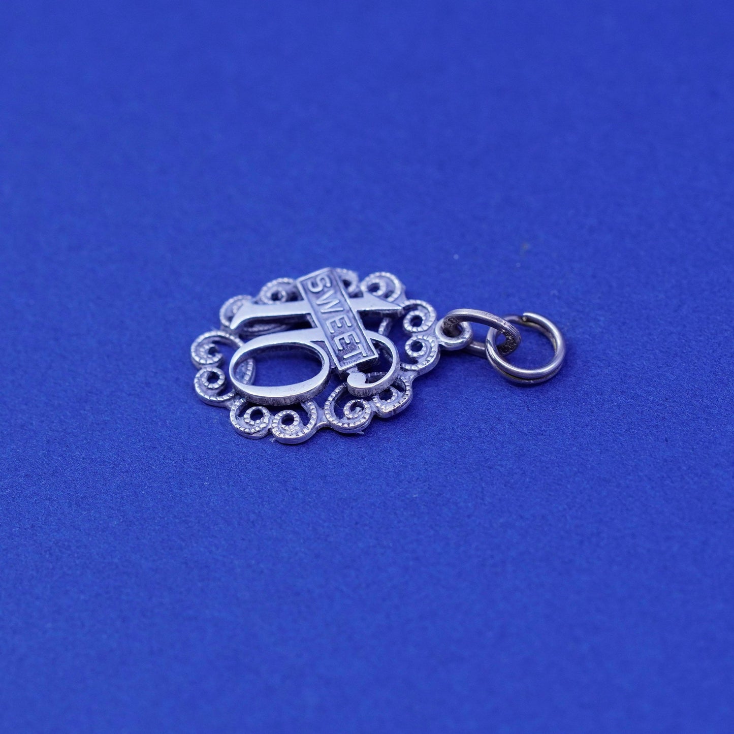 Beau Sterling silver handmade “sweet 16” filigree pendant, 925 tag charm