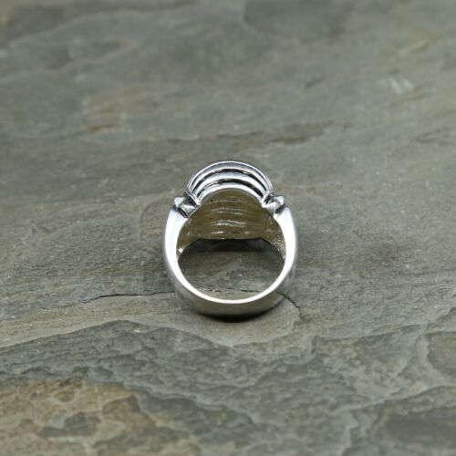 Size 8.25, Vtg Sterling Silver Handmade Ribbed Ring taxco 925 Silver Band