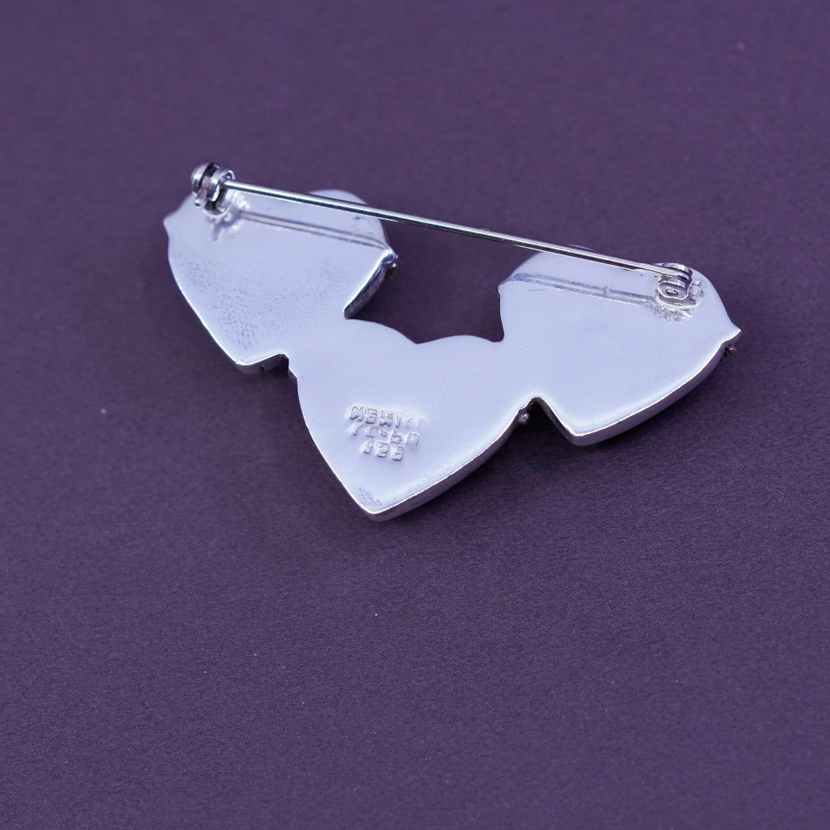 Vintage mexico handmade two tone sterling 925 silver heart brooch