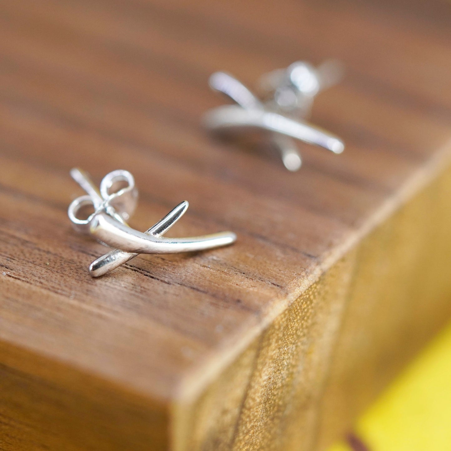 Vintage Sterling silver handmade earrings, 925 cross studs