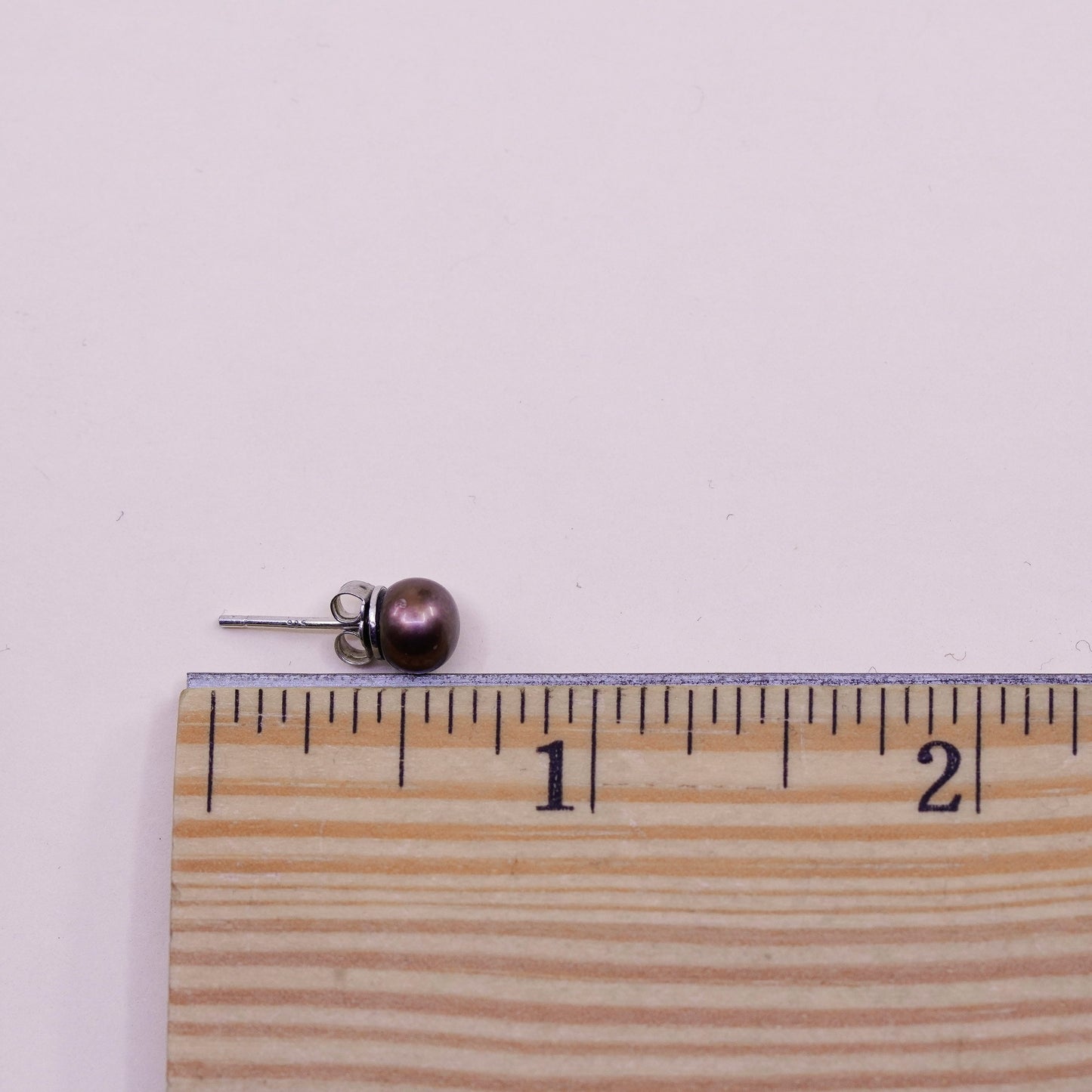 Vintage sterling silver earrings, 925 studs with brown pearl