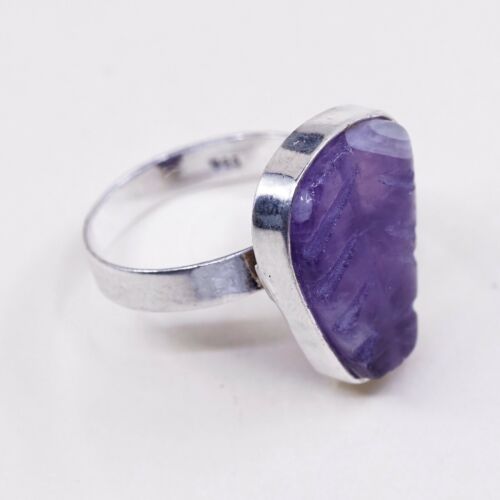 Sz 9, Sterling Silver handmade Ring, 925 Silver Ring W/ amethyst, stamped 925