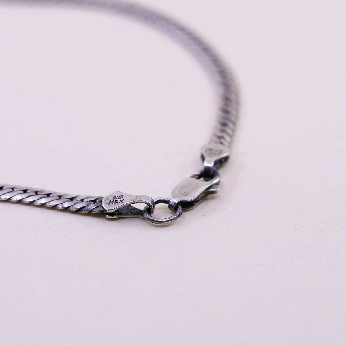 9”, 4mm, Vintage sterling silver flatten nugget bracelet, 925 chain anklet