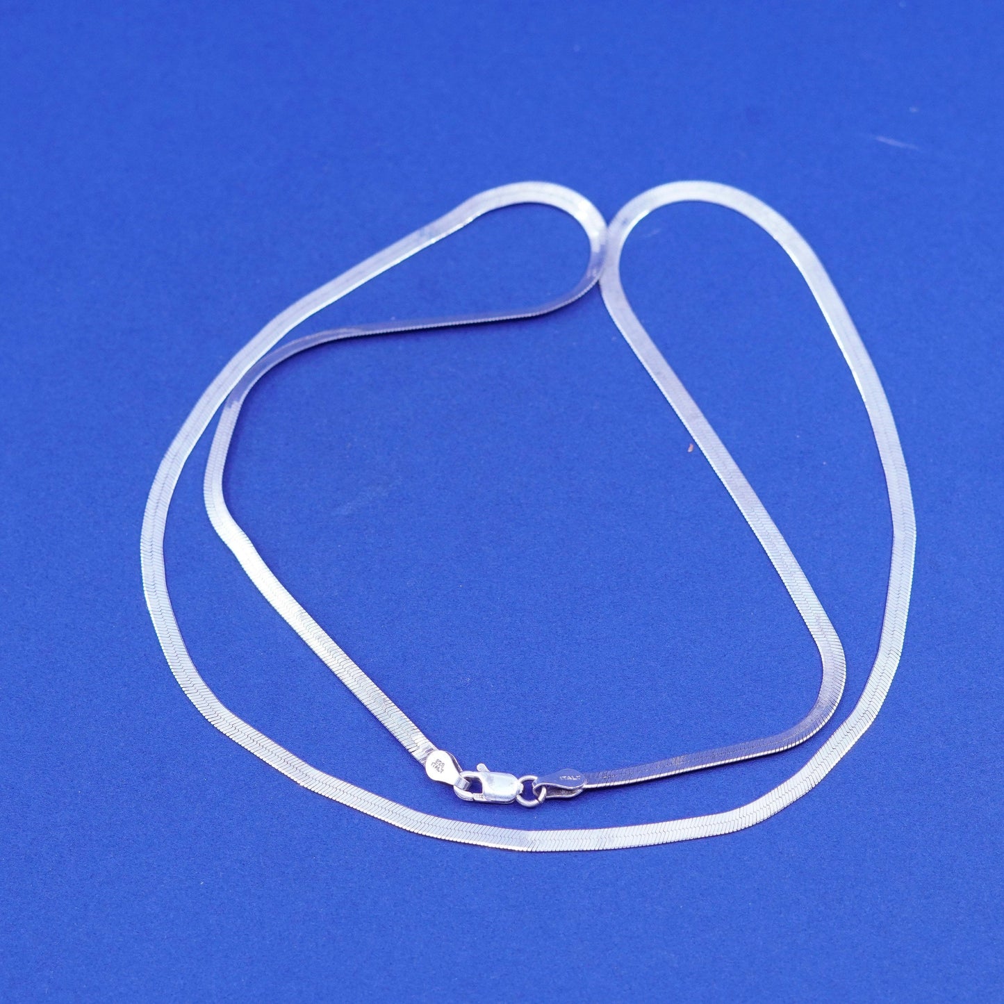 24”, vintage Italy Sterling silver handmade necklace, 925 herringbone chain