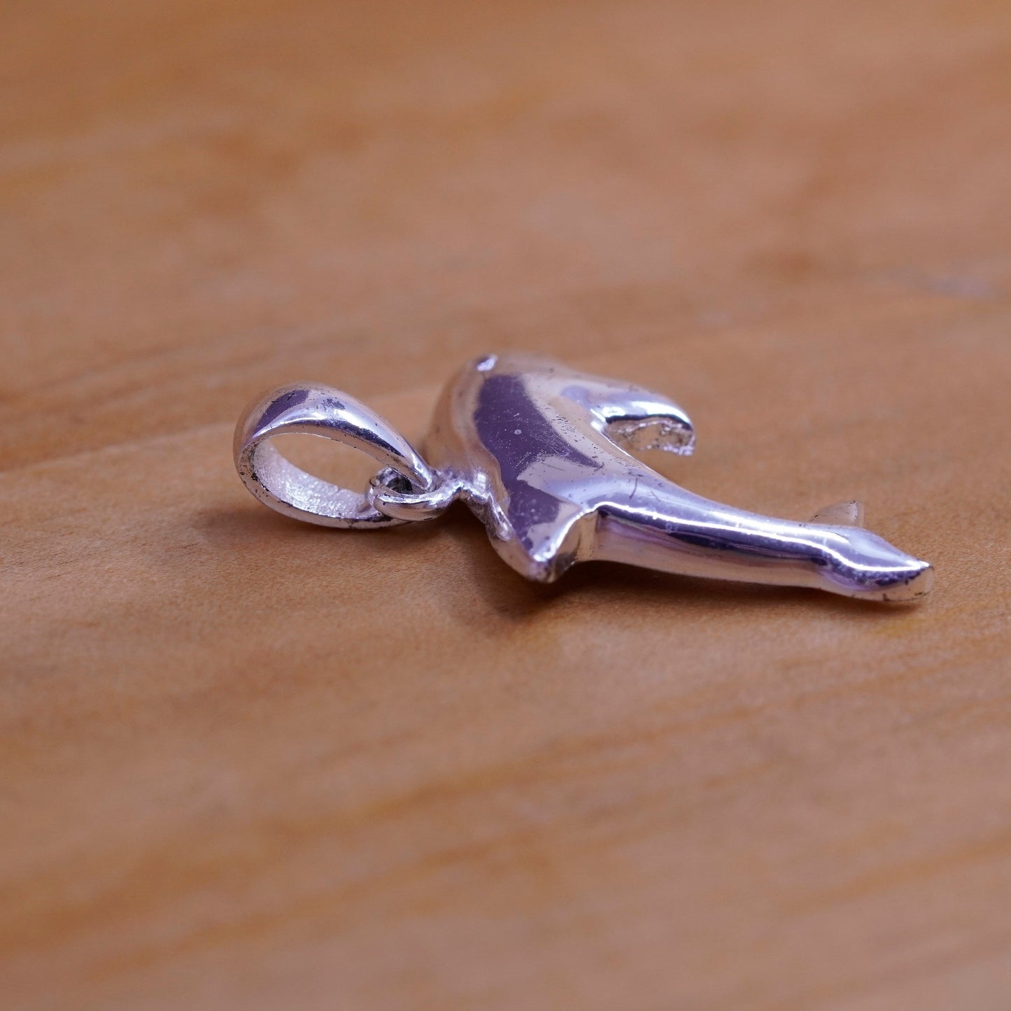Vintage Sterling silver handmade pendant, 925 dolphin charm