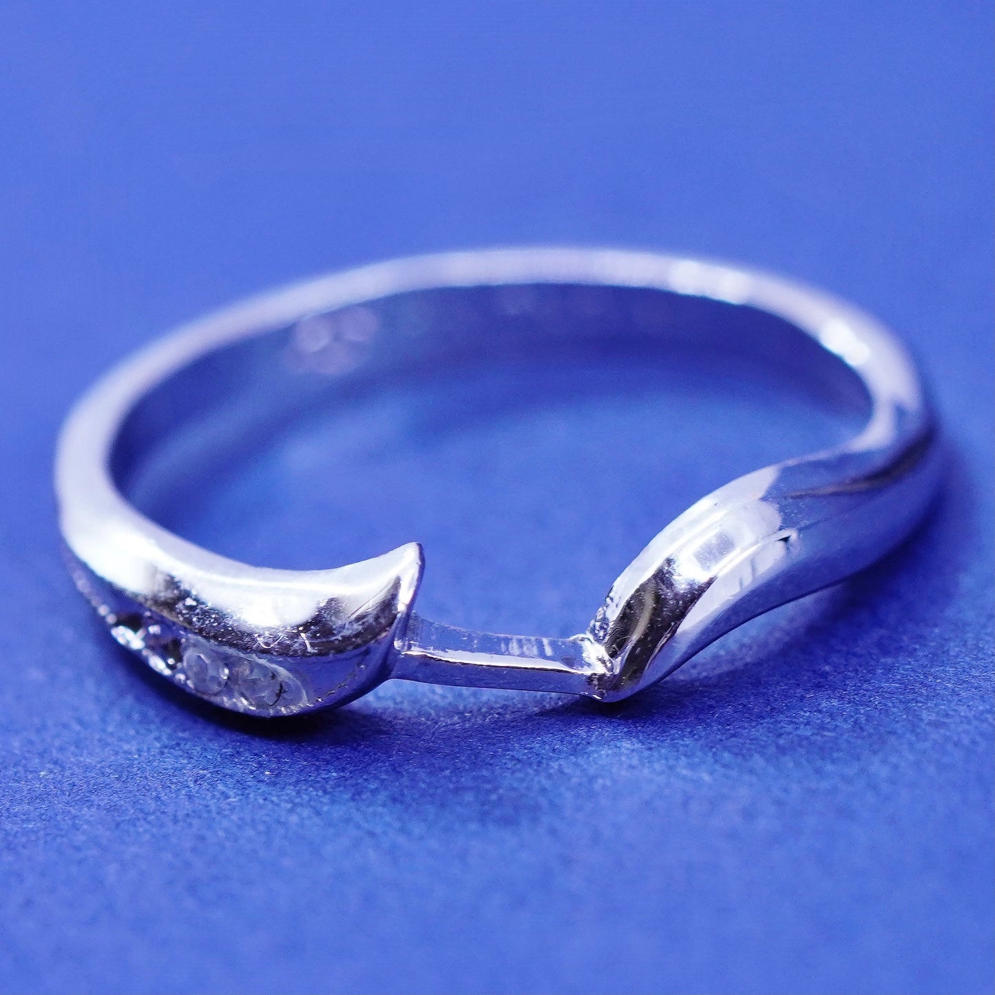 Size 7, vintage Sterling silver handmade ring, 925 band with cz details