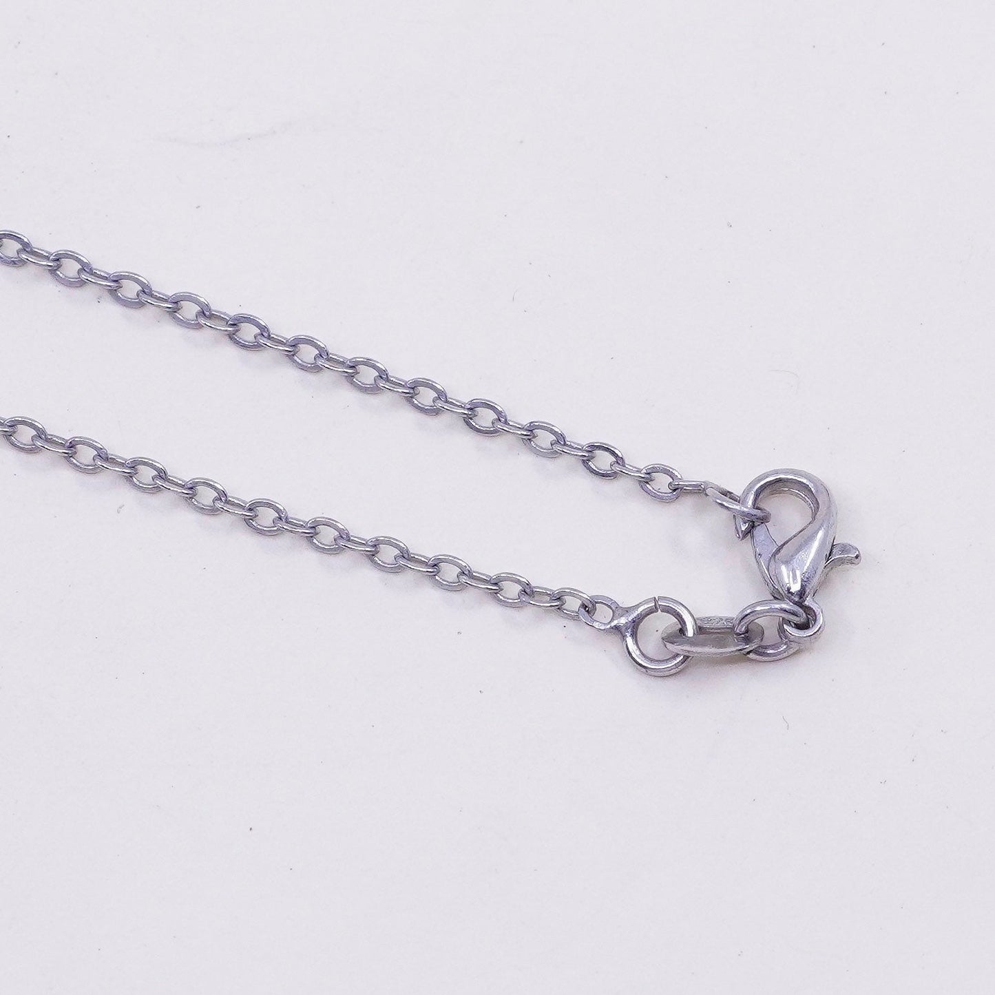 17”, 1.6mm, Vintage sterling silver flatten circle chain, Italy 925 necklace