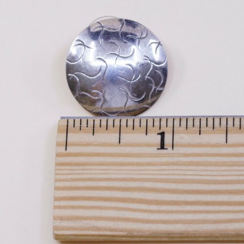 Southwestern Handmade 925 Sterling Silver Round Studs Earrings W/ Wavy Pattern