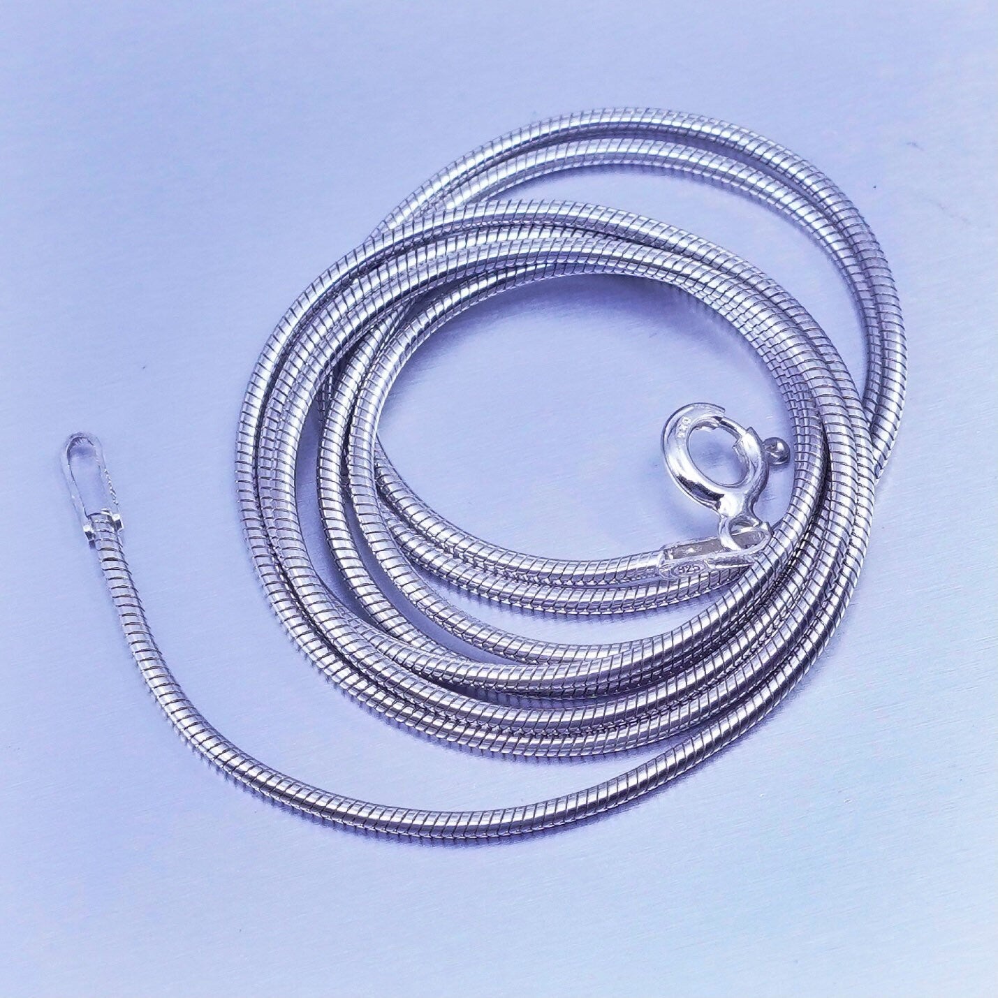 24” 1mm, vintage Italy Sterling 925 silver snake chain necklace