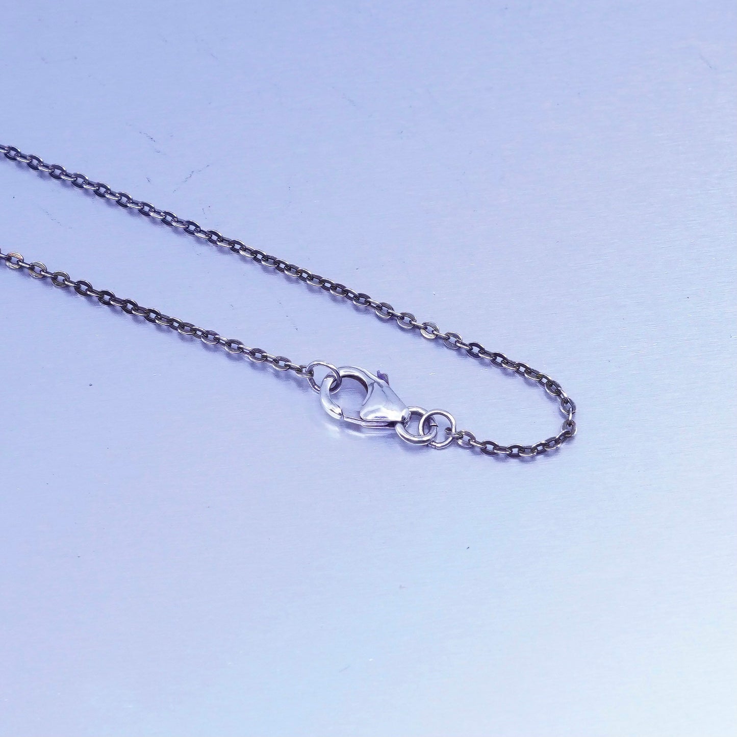 18” 1mm, vintage Italy Sterling 925 silver flatten circle chain necklace