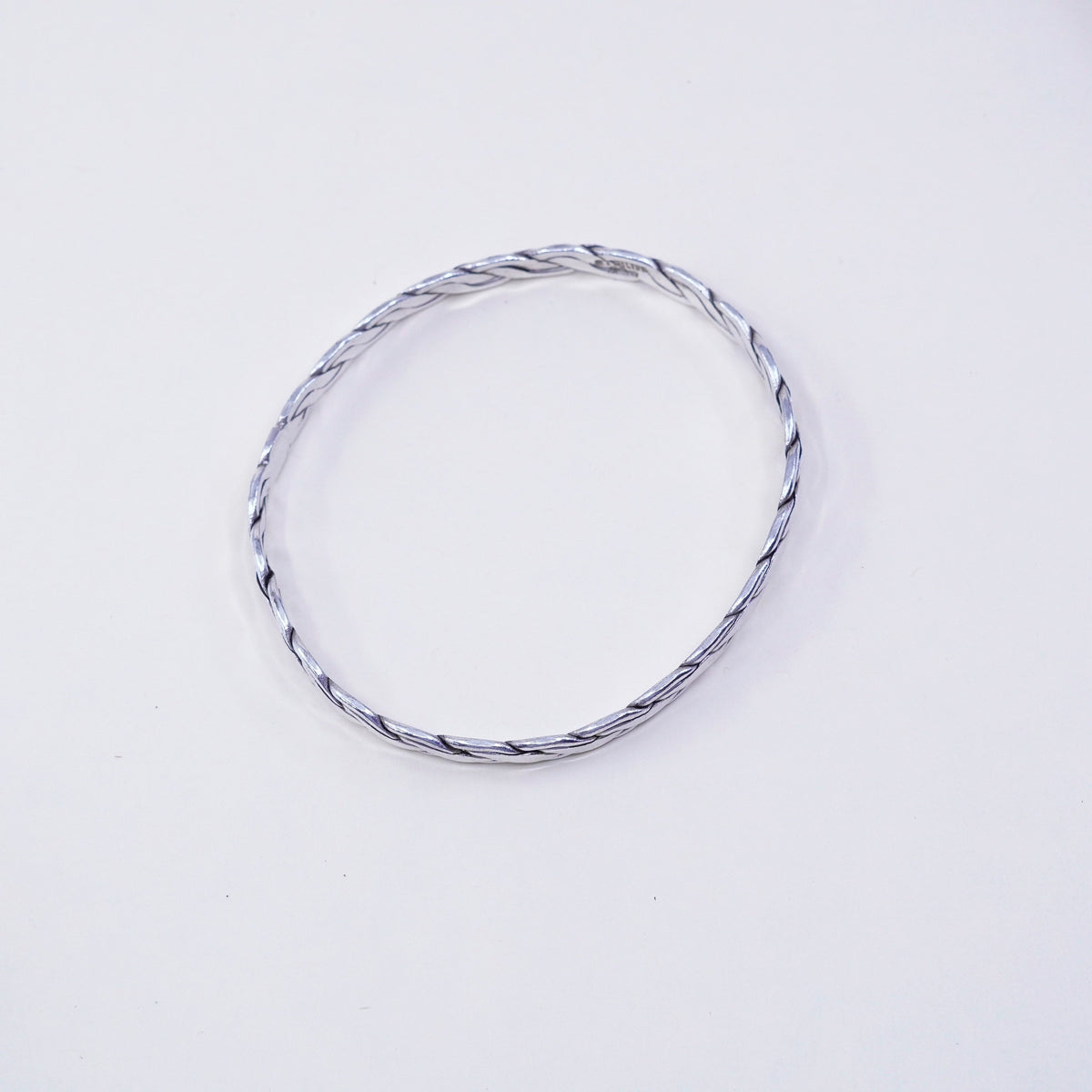 8.25”, Vintage sterling silver handmade bracelet, 925 cable bangle