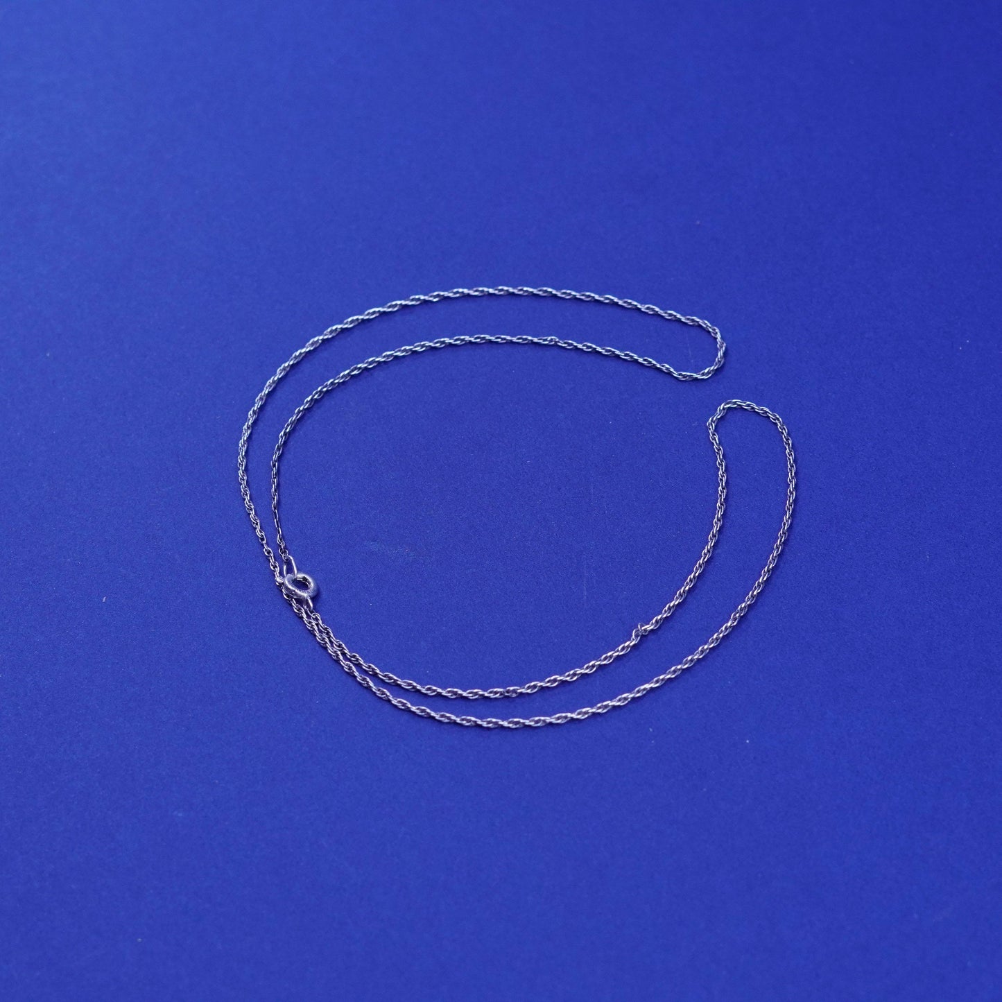 19”, 1mm, vintage Sterling silver necklace, 925 Singapore rope chain