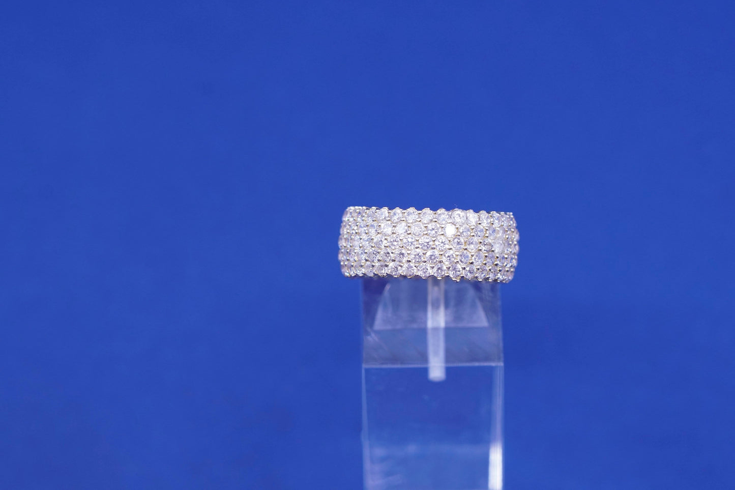 Size 6.75, vtg vermeil gold over Sterling 925 silver ring with cluster crystal