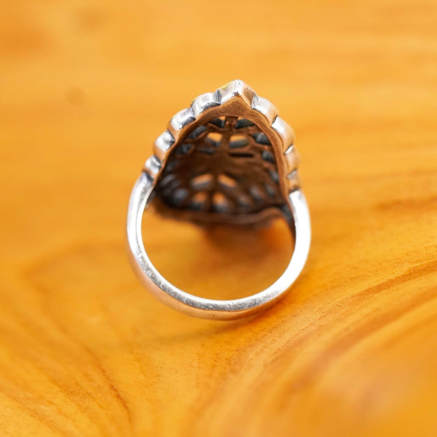 Size 7.25, Sterling silver handmade ring, southwestern, 925 band marcasite