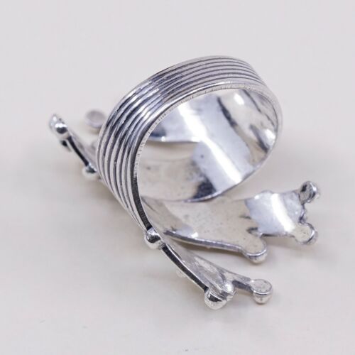 Size 5.5 Beau Oxidized Sterling 925 Silver Handmade Wrap Ring W/ Beads
