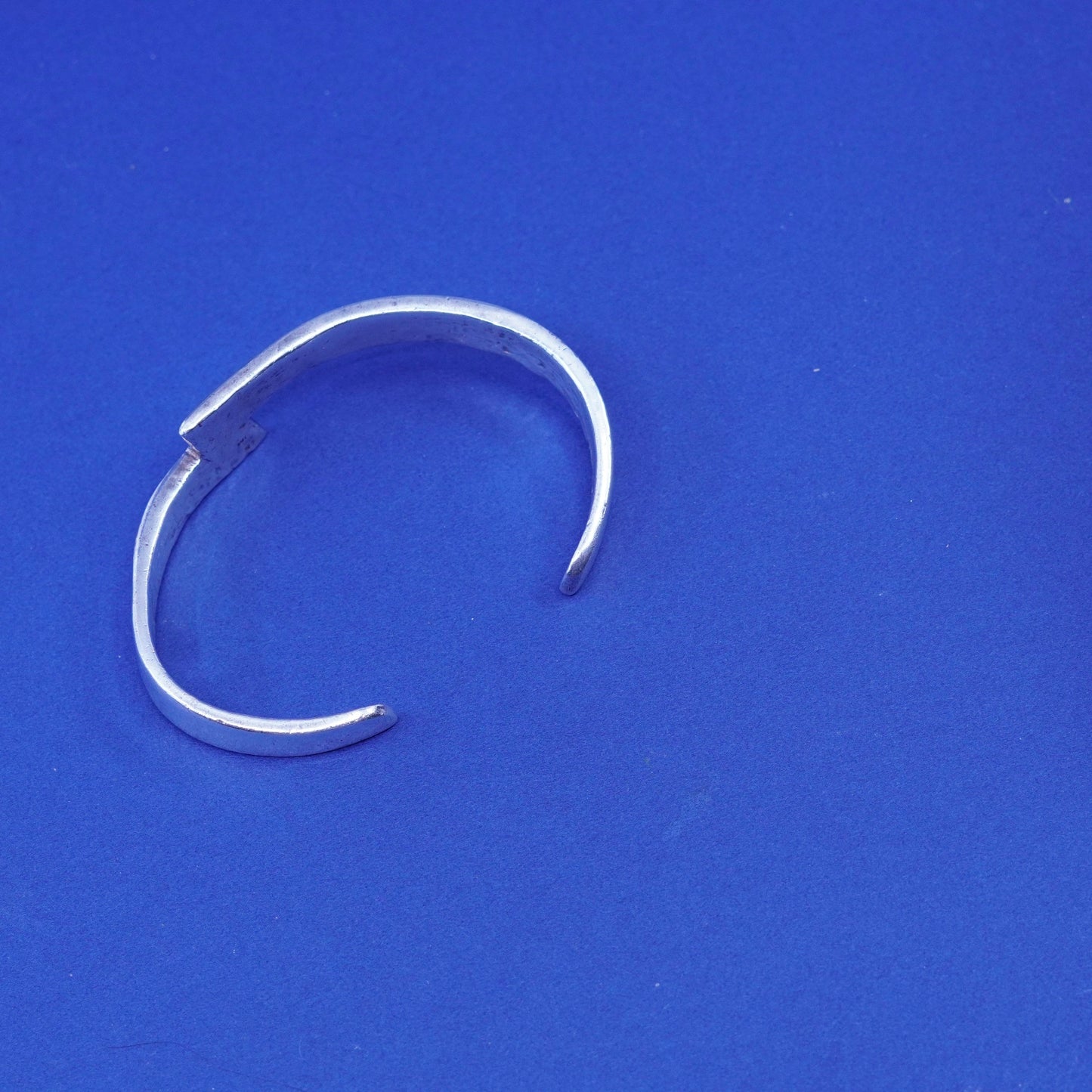 6.75”, vintage modern sterling silver handmade bracelet, 925 lightening cuff