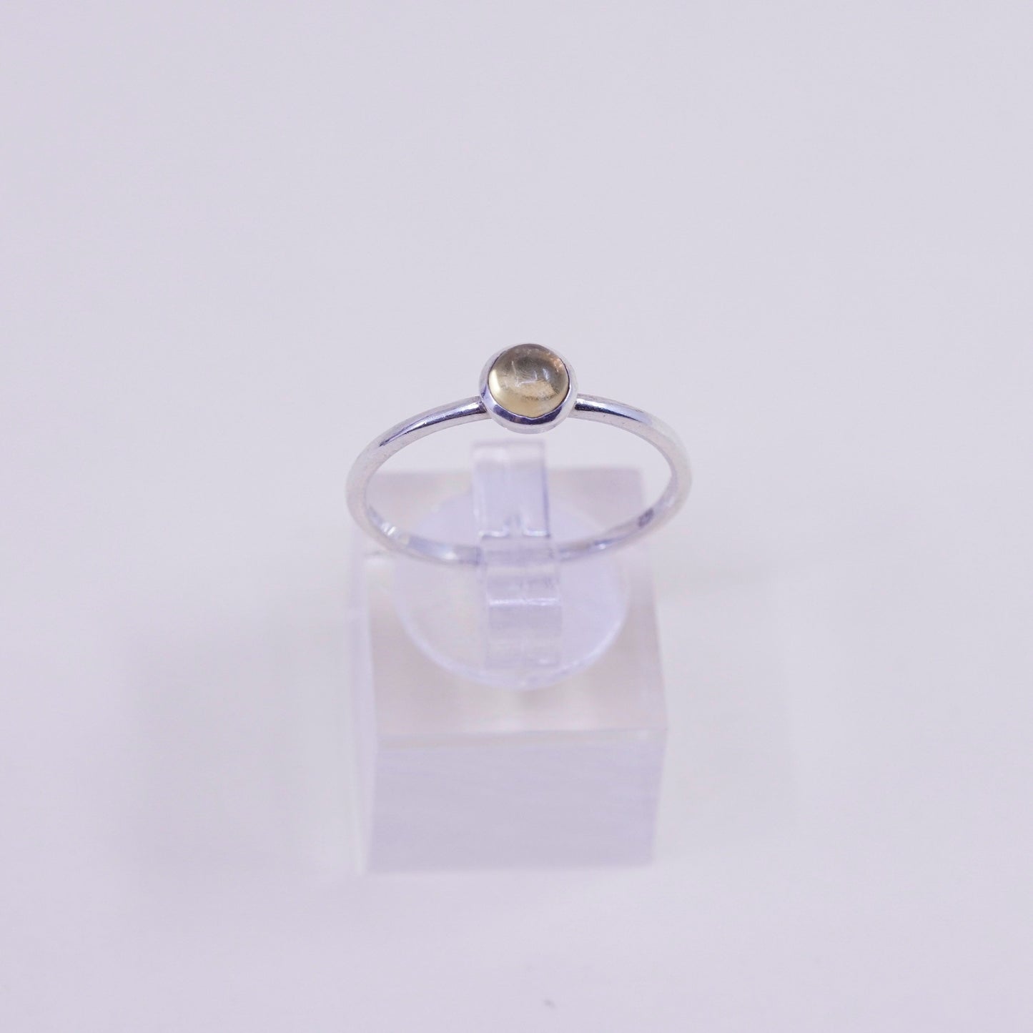 Size 7.25, vintage Sterling silver handmade ring hammered stackable 925 citrine