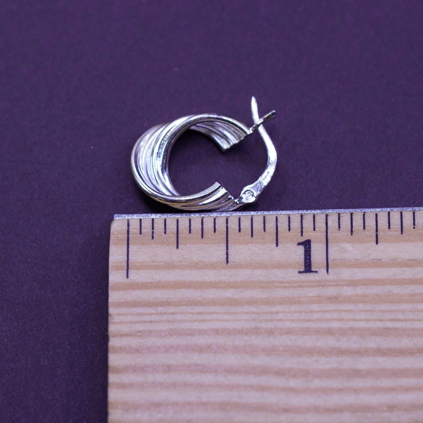 0.5”, vintage Sterling silver twisted hoop earrings, 925 twisted huggie