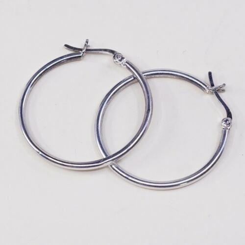 1.25”, Vtg Sterling Silver Hoops, Italy 925 silver, elegant earrings, Huggie